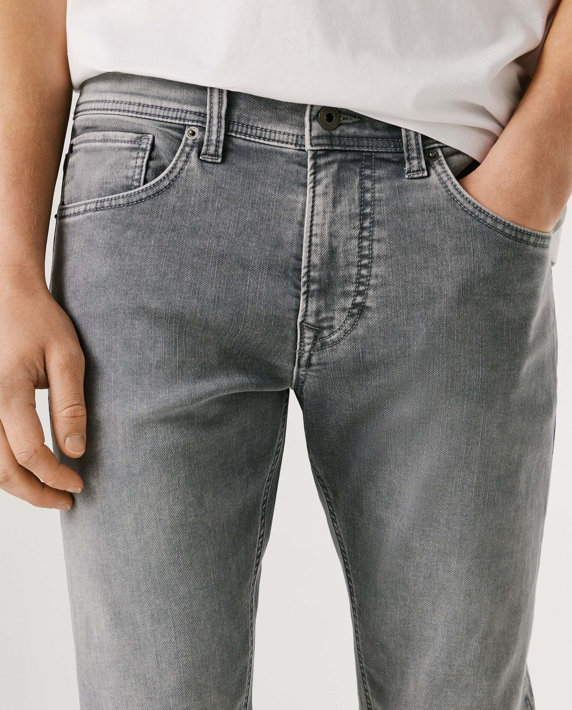 Track- jeans fit slim y tiro regular - Pepe Jeans - Gris Gris-4