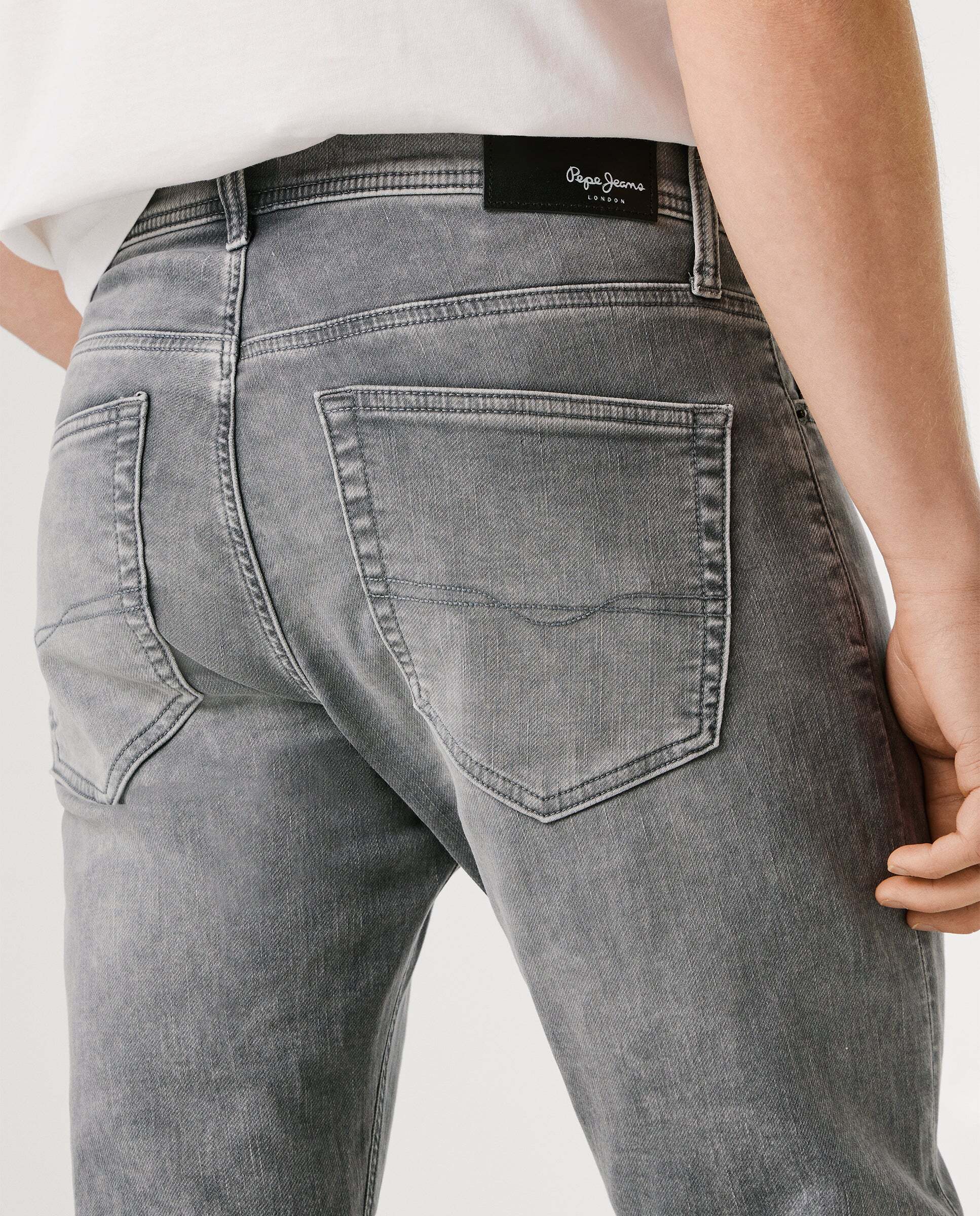 Track- jeans fit slim y tiro regular - Pepe Jeans - Gris Gris-5