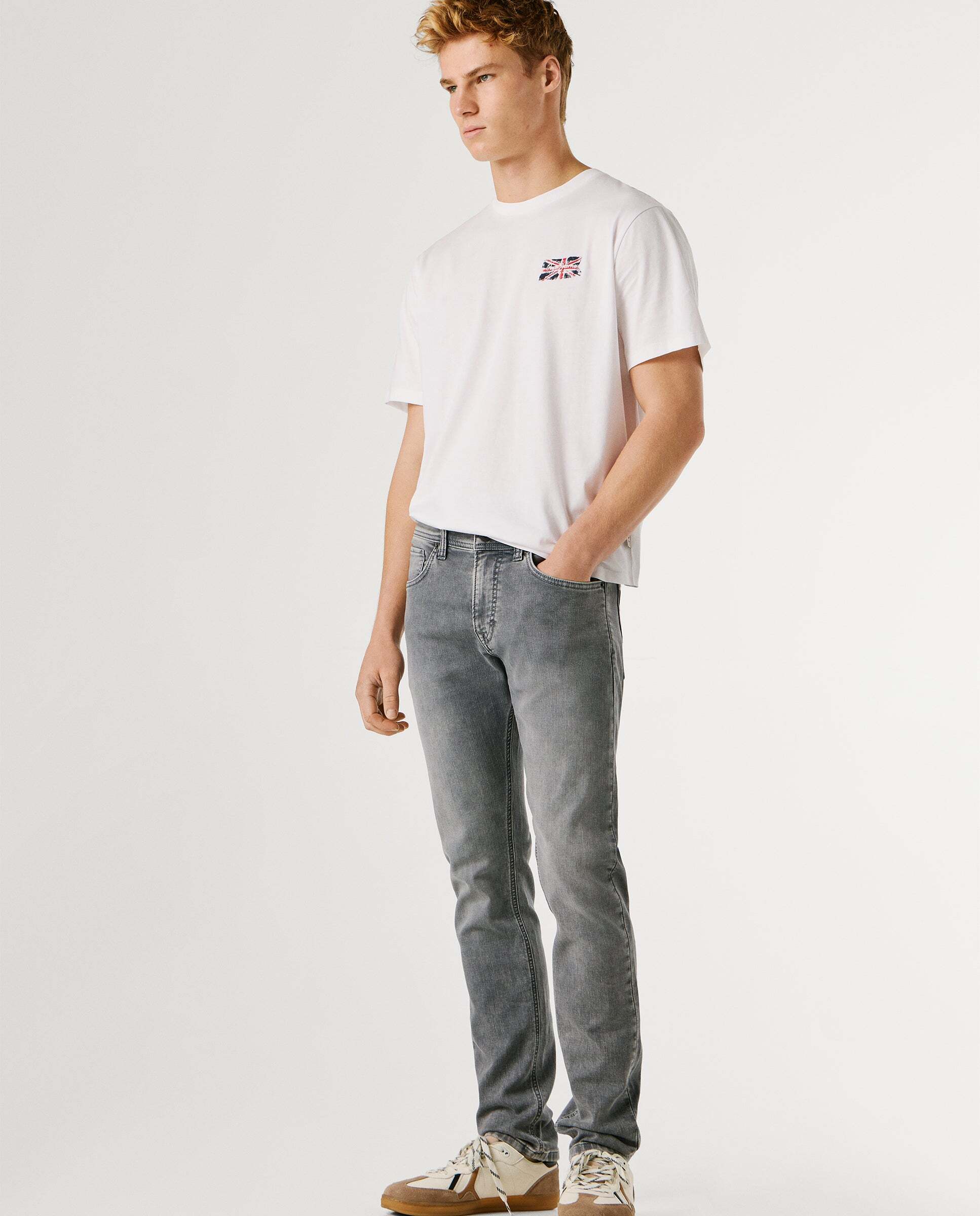 Track- jeans fit slim y tiro regular - Pepe Jeans - Gris Gris-6