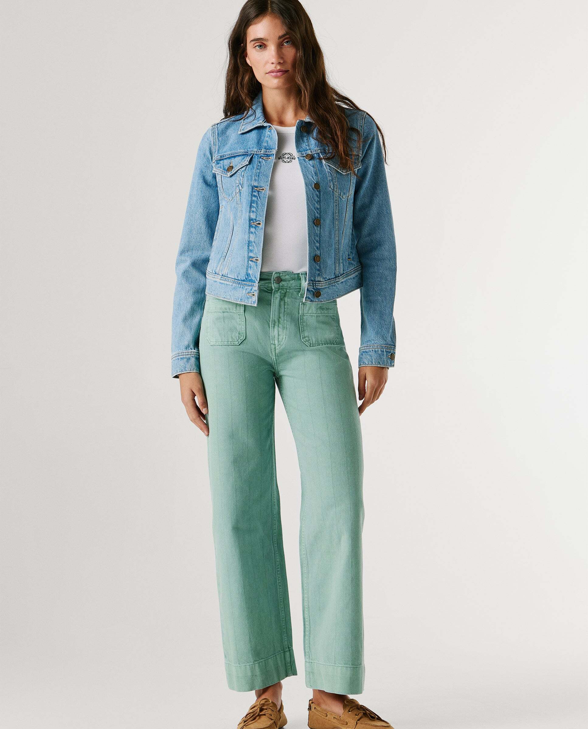 Cazadora vaquera de mujer fit slim - Pepe Jeans - Gris Gris-2