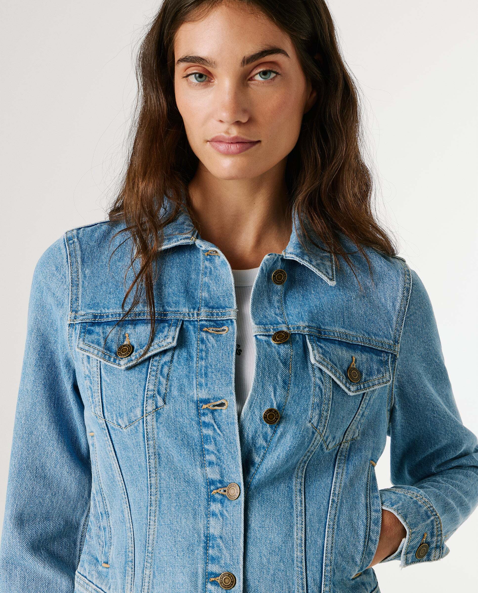 Cazadora vaquera de mujer fit slim - Pepe Jeans - Gris Gris-4