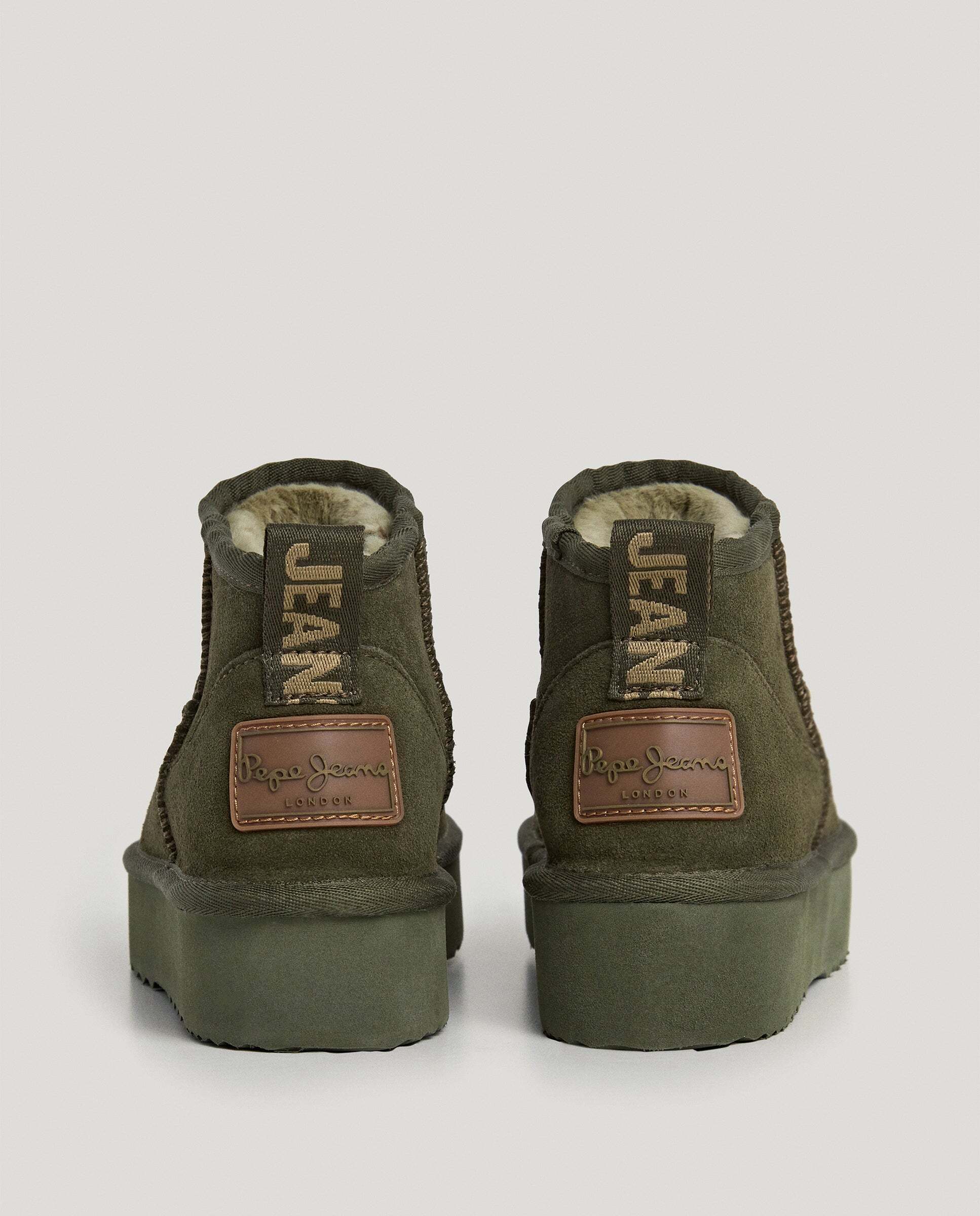 Botines de pelo de mujer de ante - Pepe Jeans - Verde Verde-4