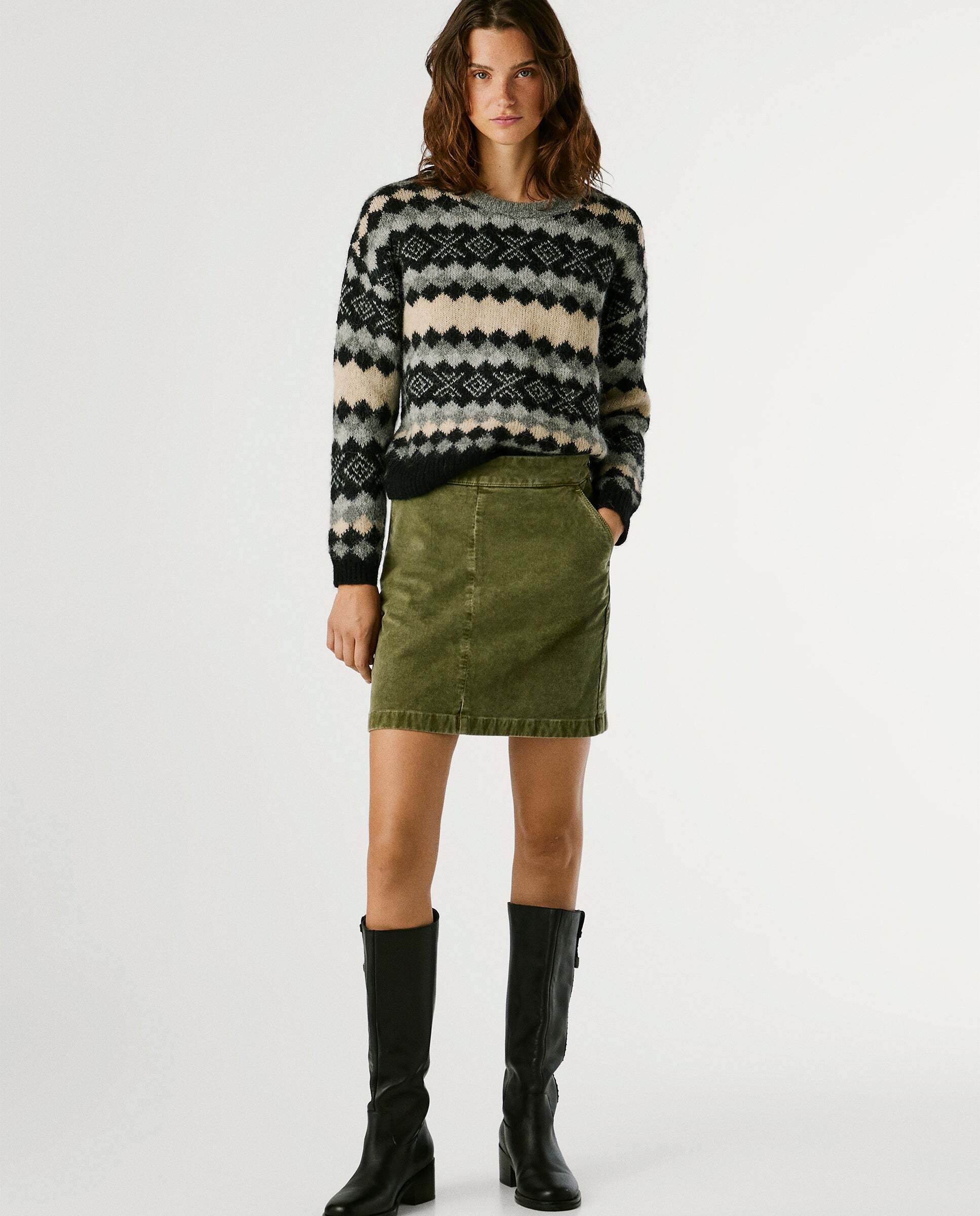 Falda de mujer corta de pana - Pepe Jeans - Verde Verde-1