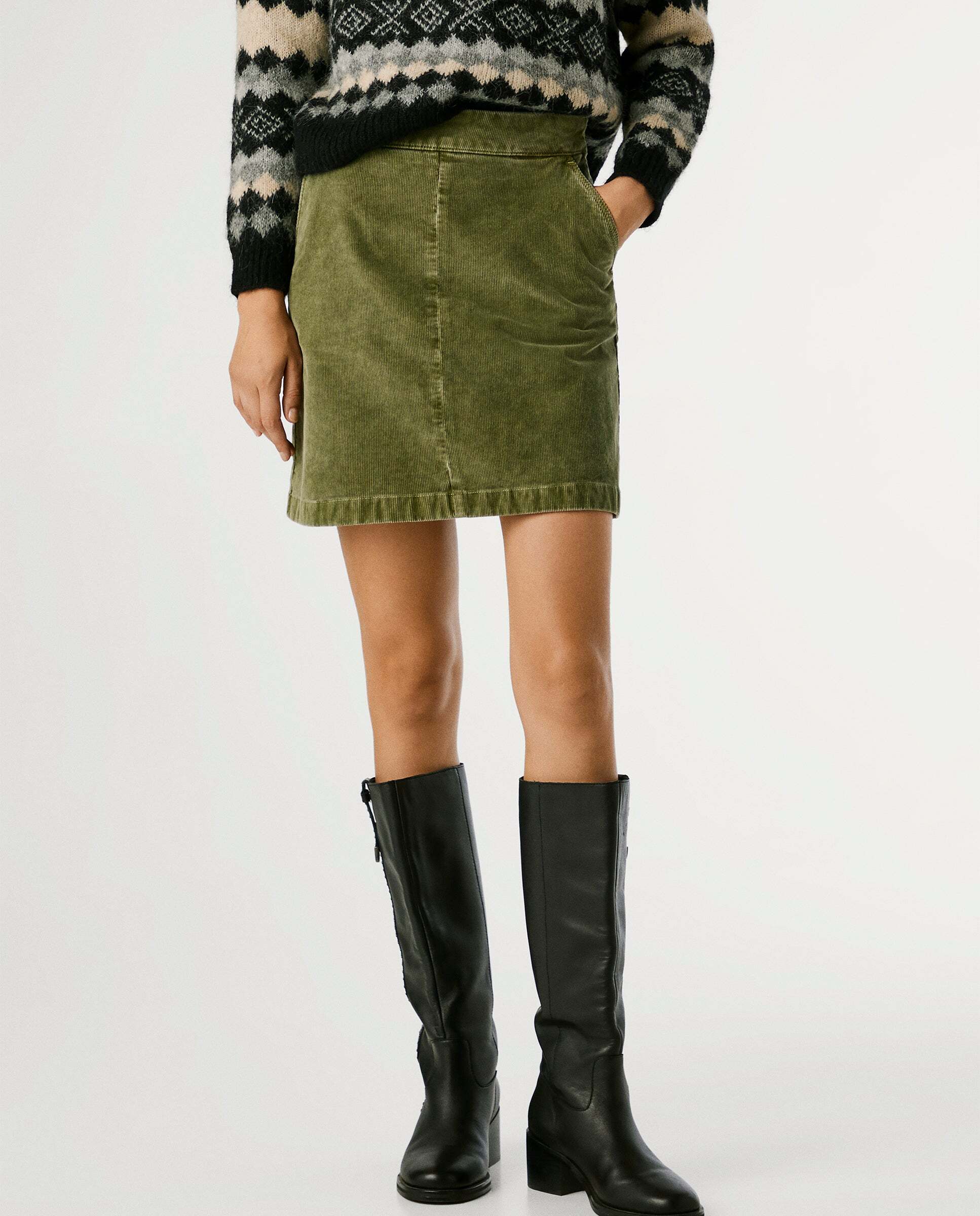 Falda de mujer corta de pana - Pepe Jeans - Verde Verde-2