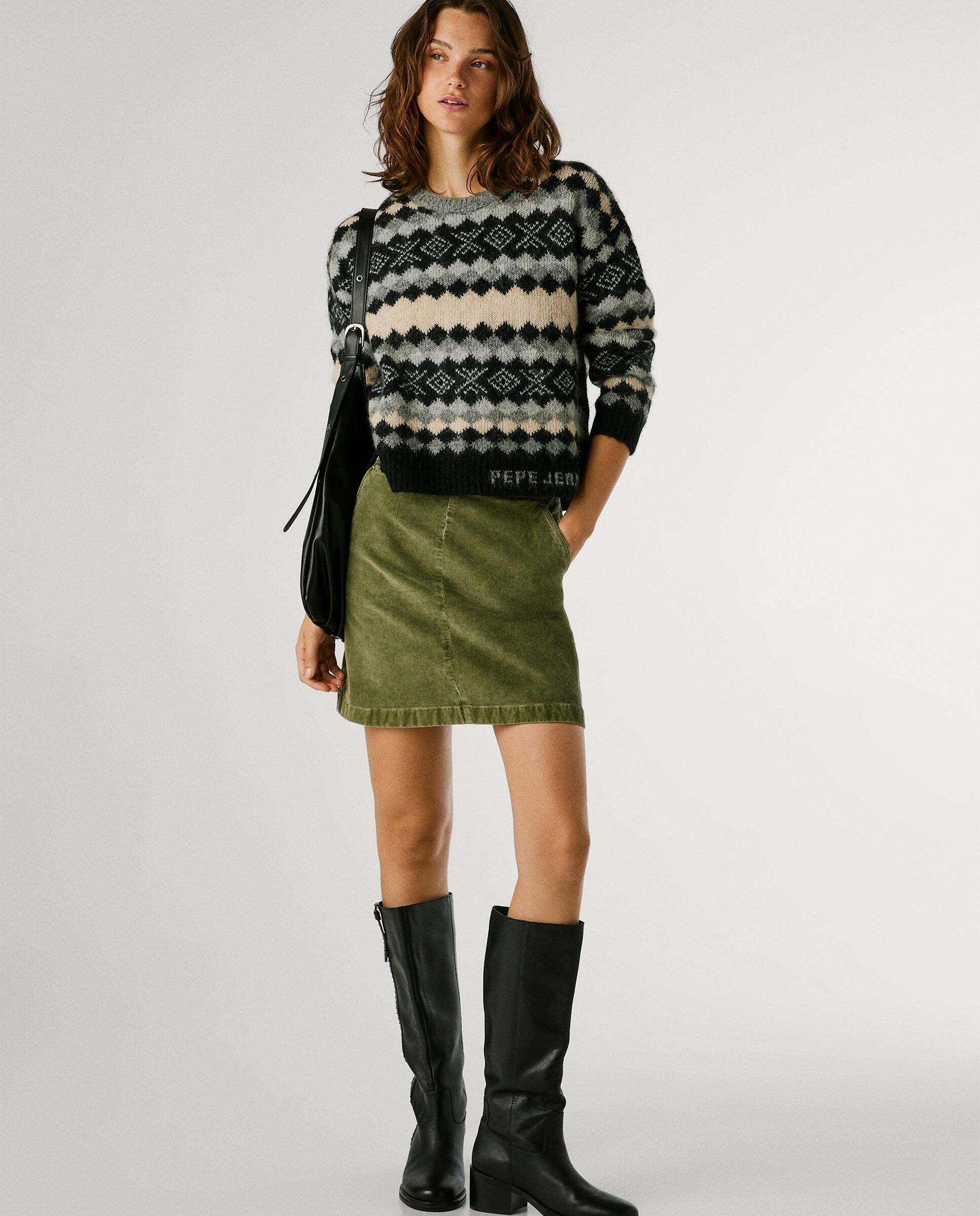 Falda de mujer corta de pana - Pepe Jeans - Verde Verde-3
