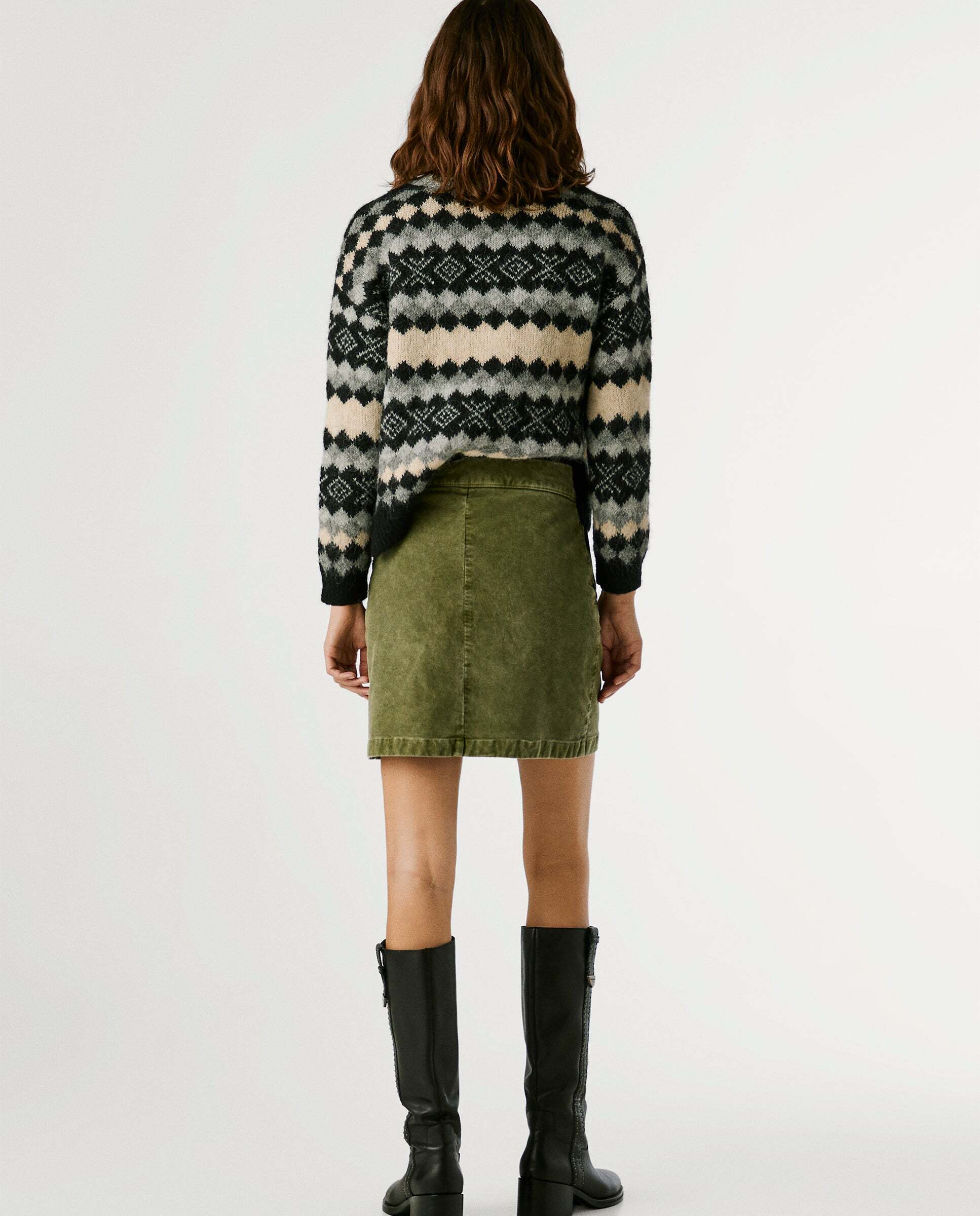 Falda de mujer corta de pana - Pepe Jeans - Verde Verde-4
