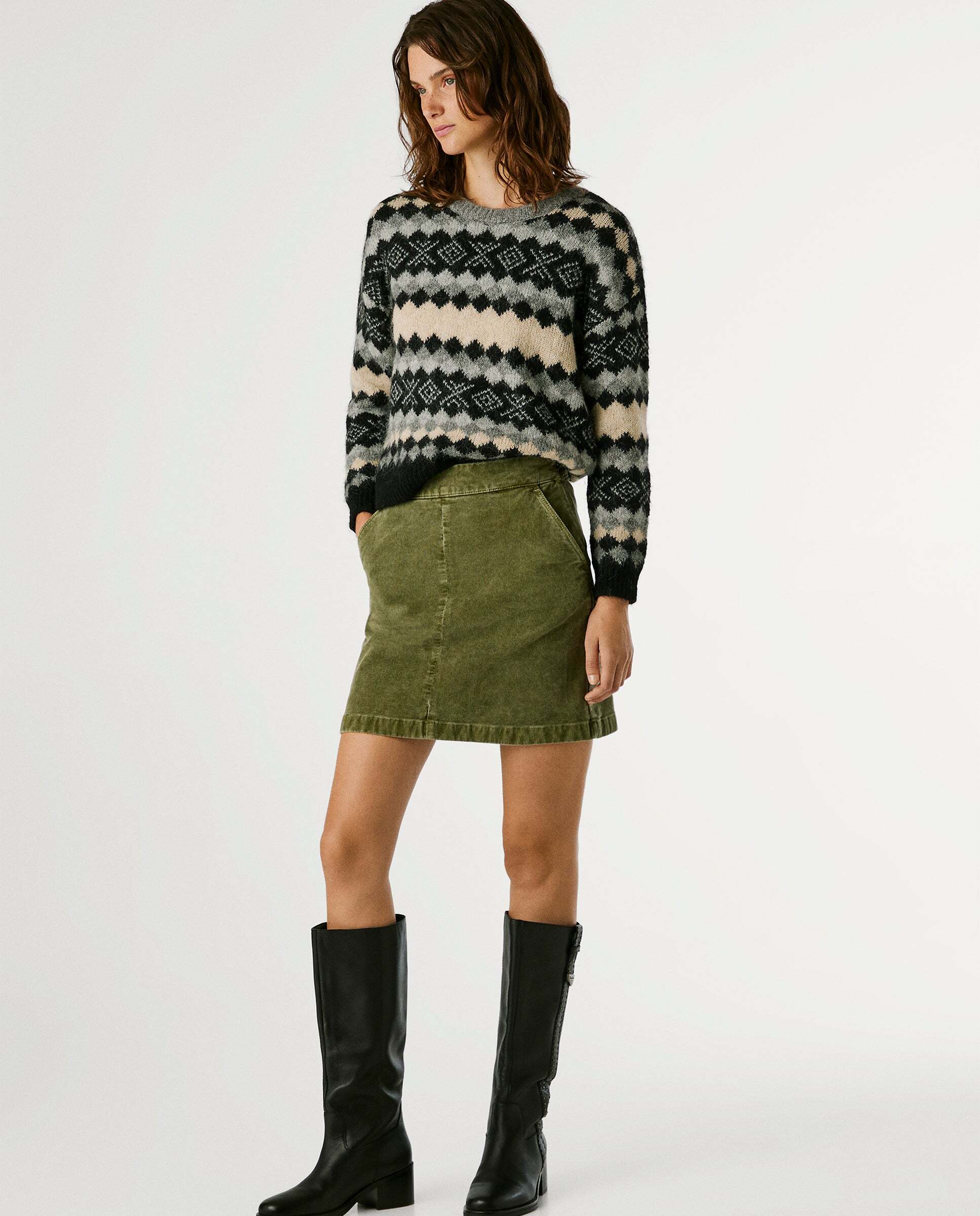 Falda de mujer corta de pana - Pepe Jeans - Verde Verde-7