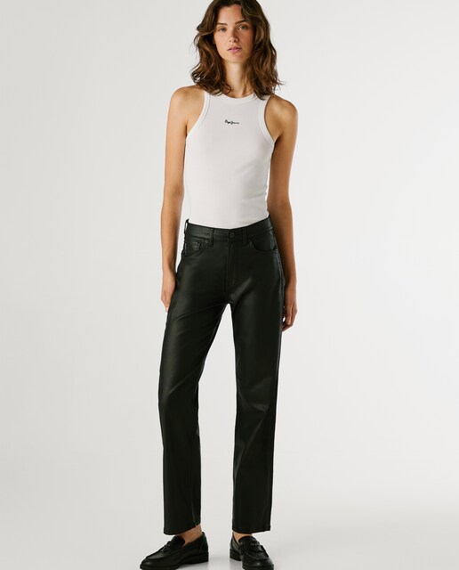 Imagen 0 de Vaquero recto de mujer tiro alto con acabado encerado