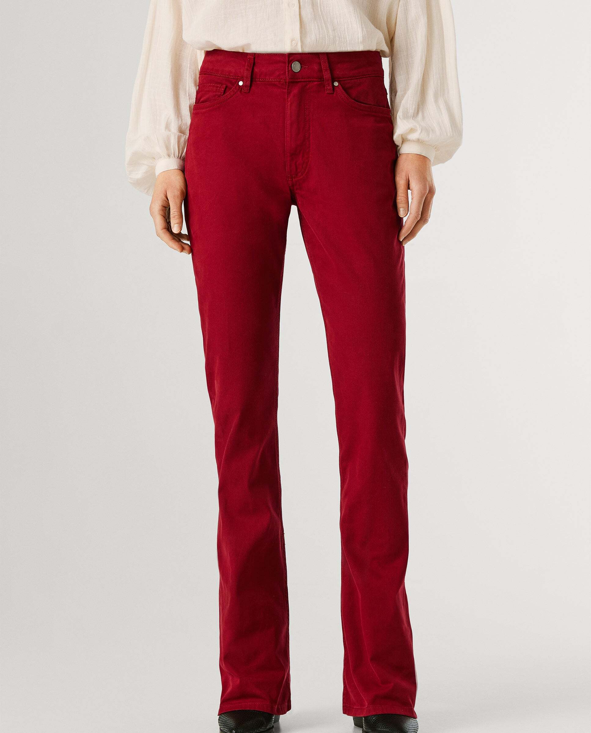 Pantalón de mujer 5 bolsillos fit flare - Pepe Jeans - Rojo Rojo-2