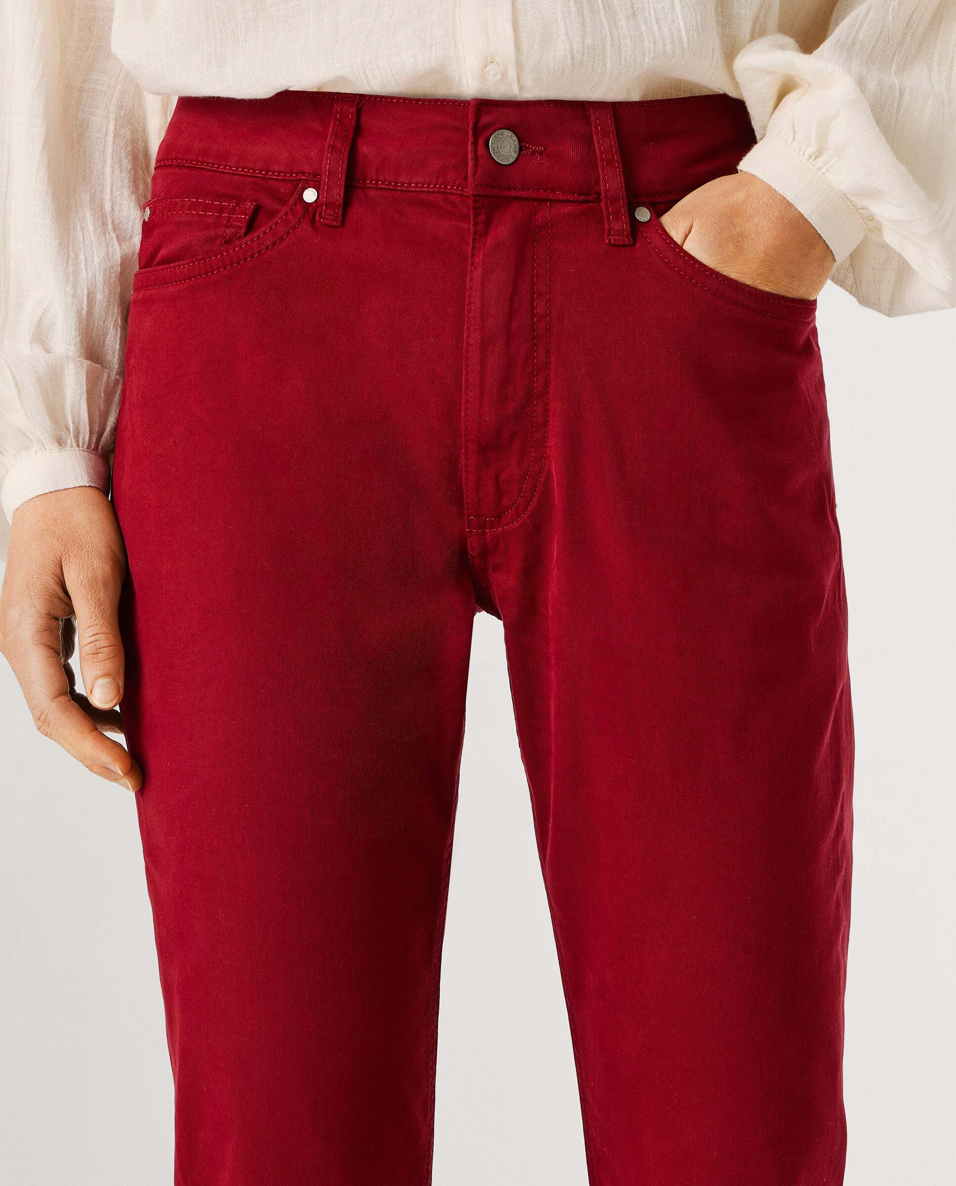 Pantalón de mujer 5 bolsillos fit flare - Pepe Jeans - Rojo Rojo-4