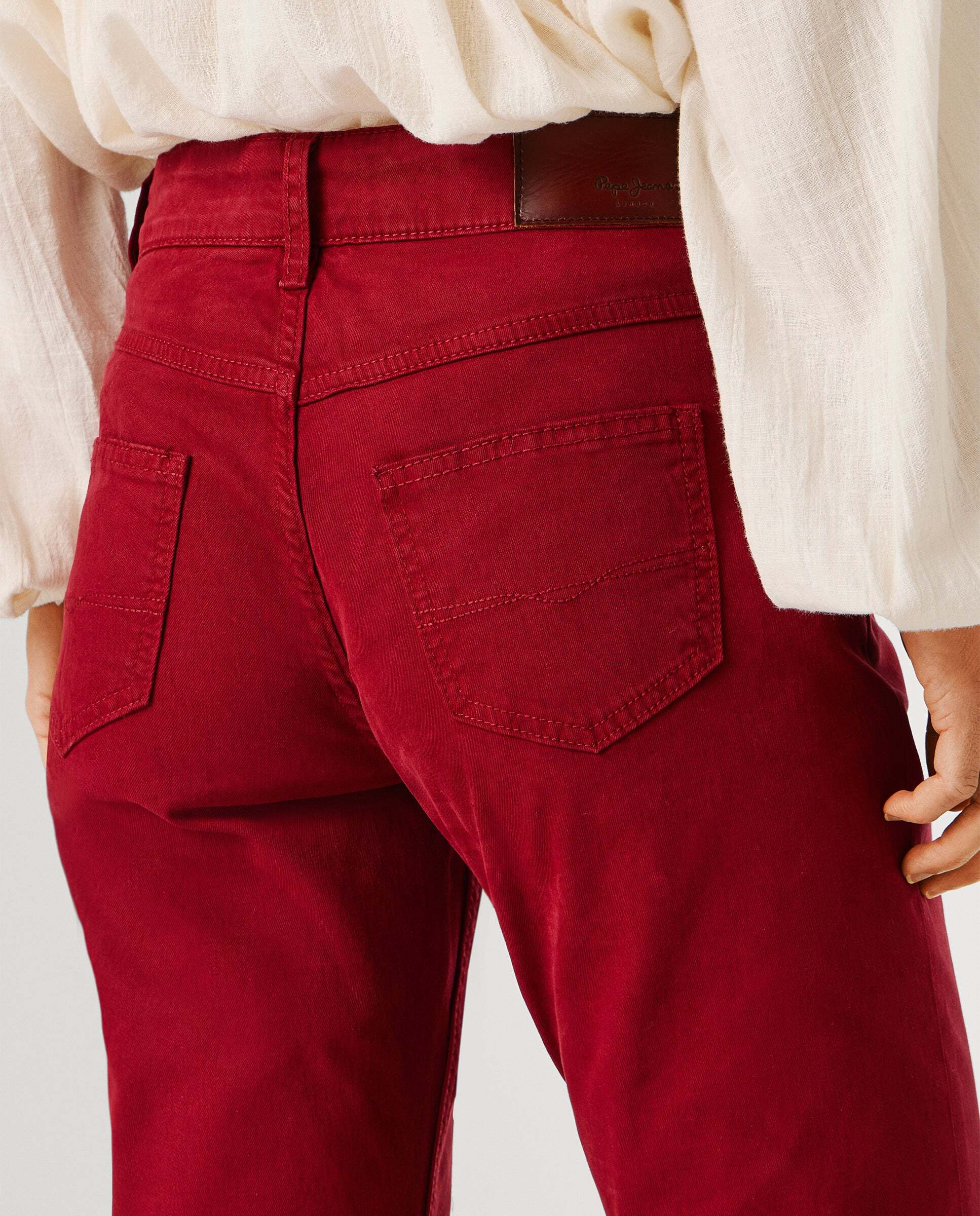 Pantalón de mujer 5 bolsillos fit flare - Pepe Jeans - Rojo Rojo-5