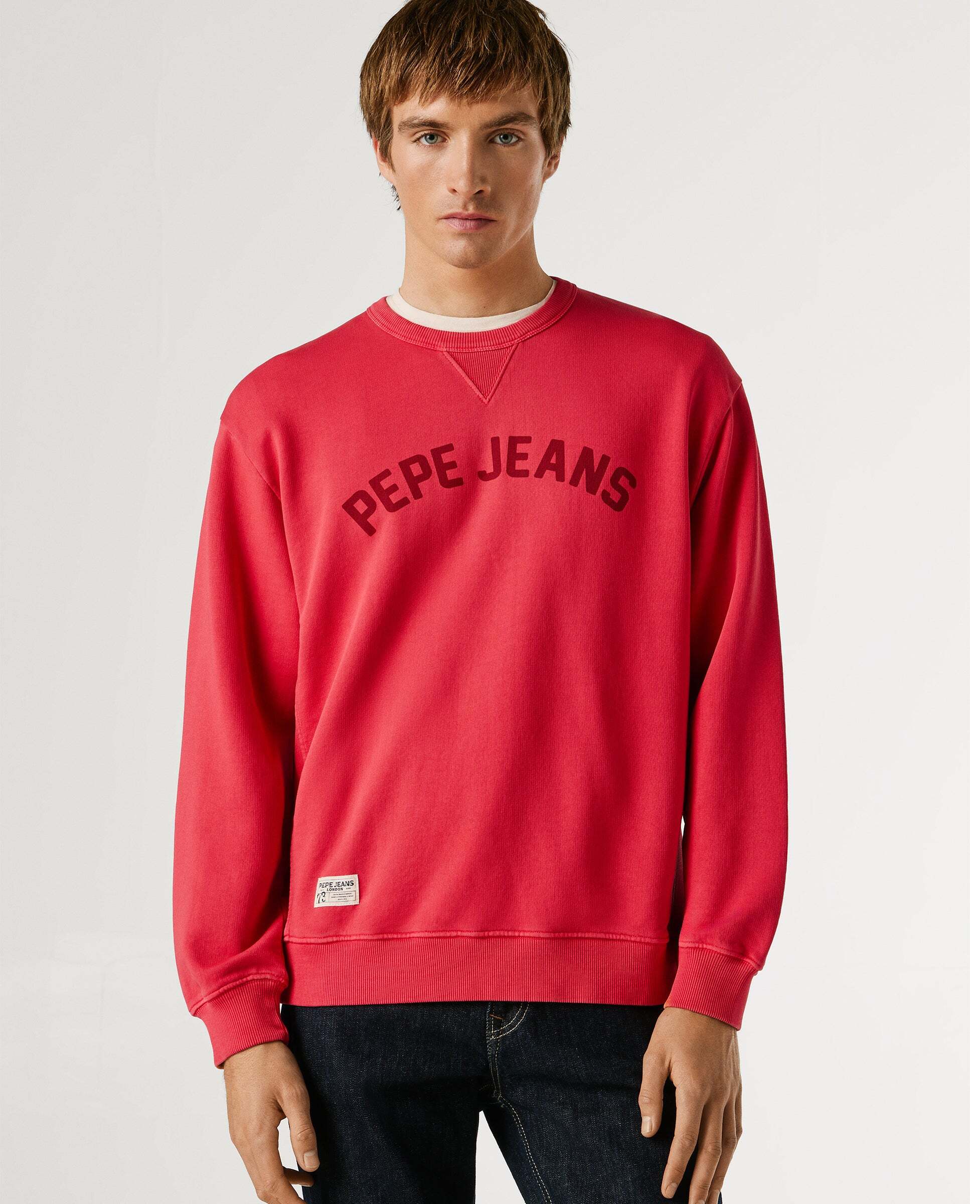 Sudadera de hombre con cuello redondo con logo - Pepe Jeans - Rojo Rojo-1