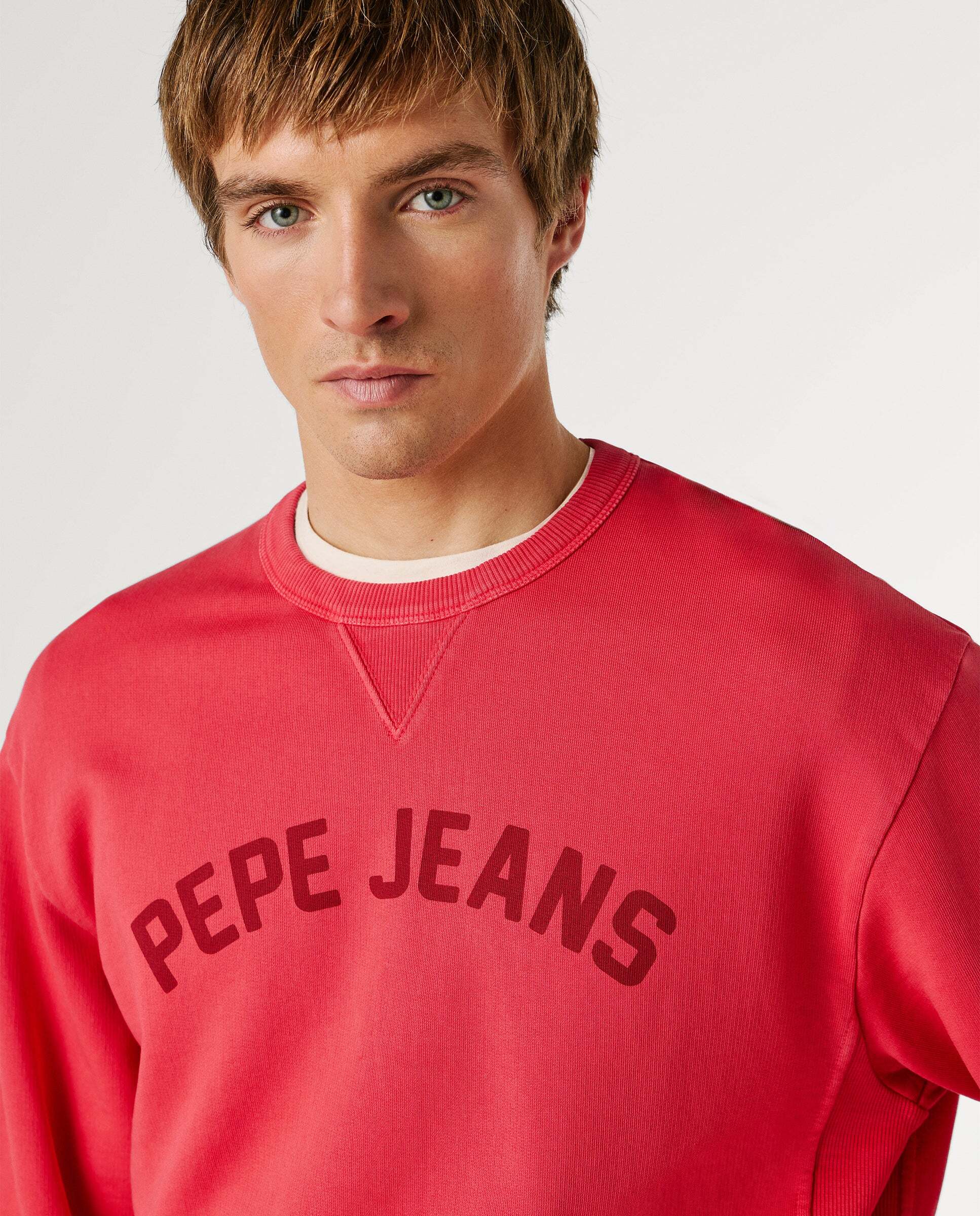 Sudadera de hombre con cuello redondo con logo - Pepe Jeans - Rojo Rojo-4