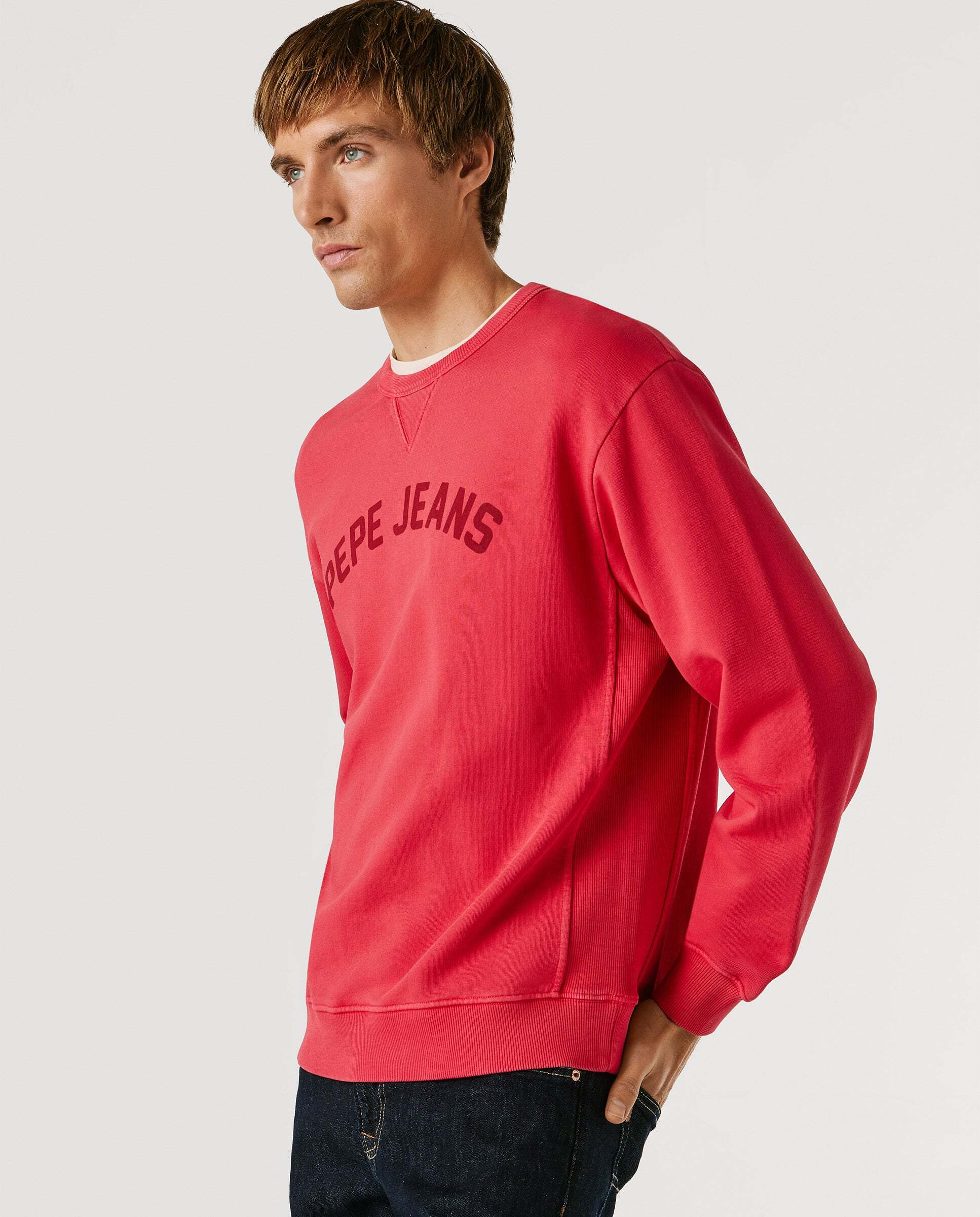 Sudadera de hombre con cuello redondo con logo - Pepe Jeans - Rojo Rojo-5