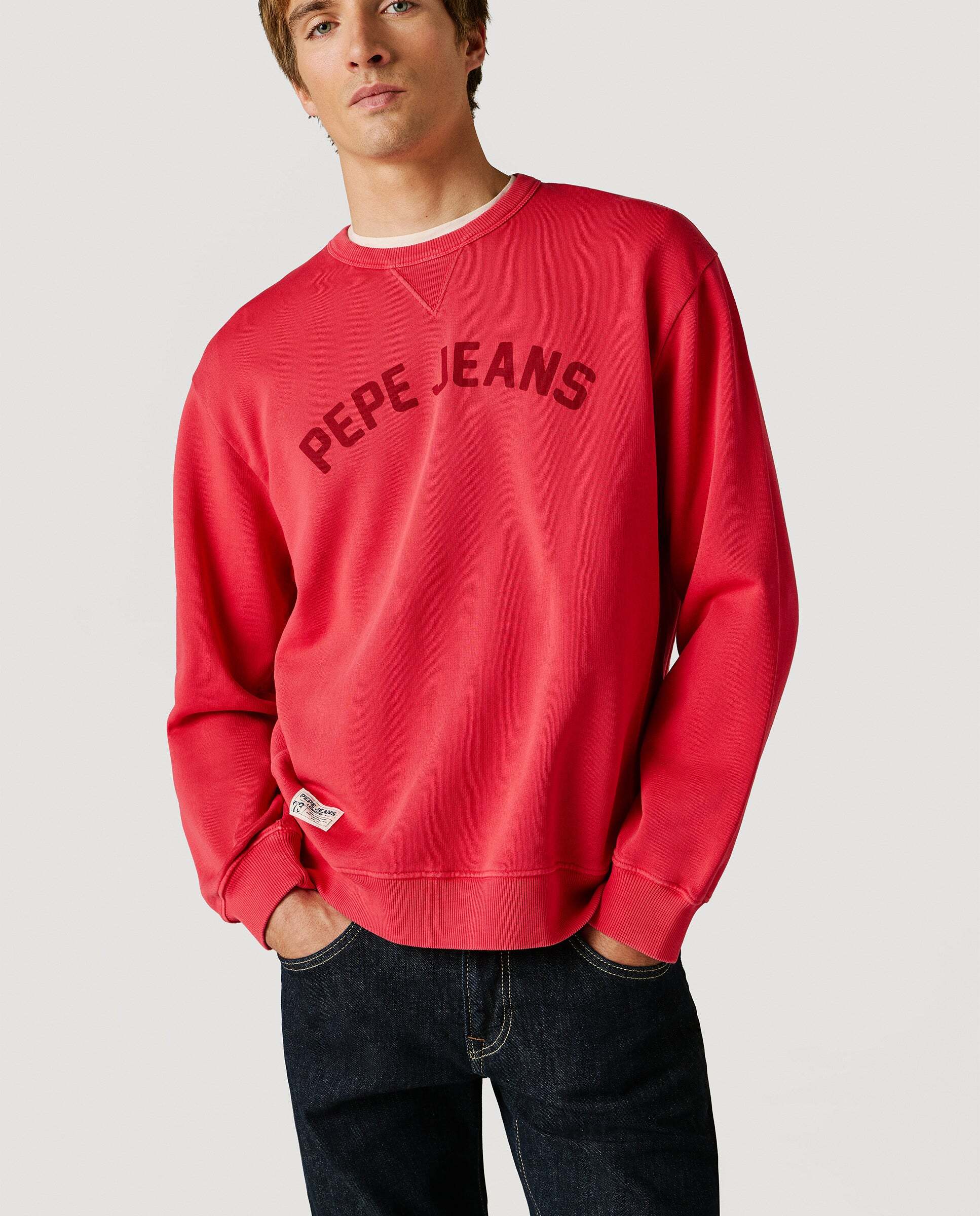 Sudadera de hombre con cuello redondo con logo - Pepe Jeans - Rojo Rojo-6