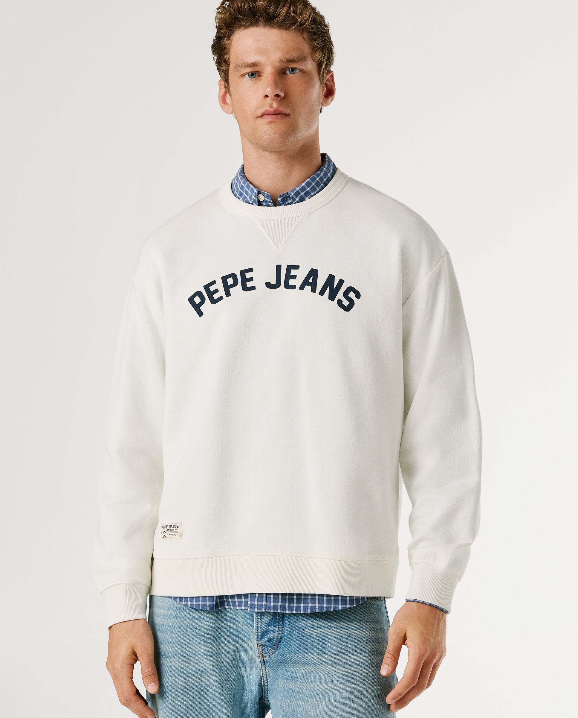 Imagen 0 de Sudadera de hombre con cuello redondo con logo Blanco