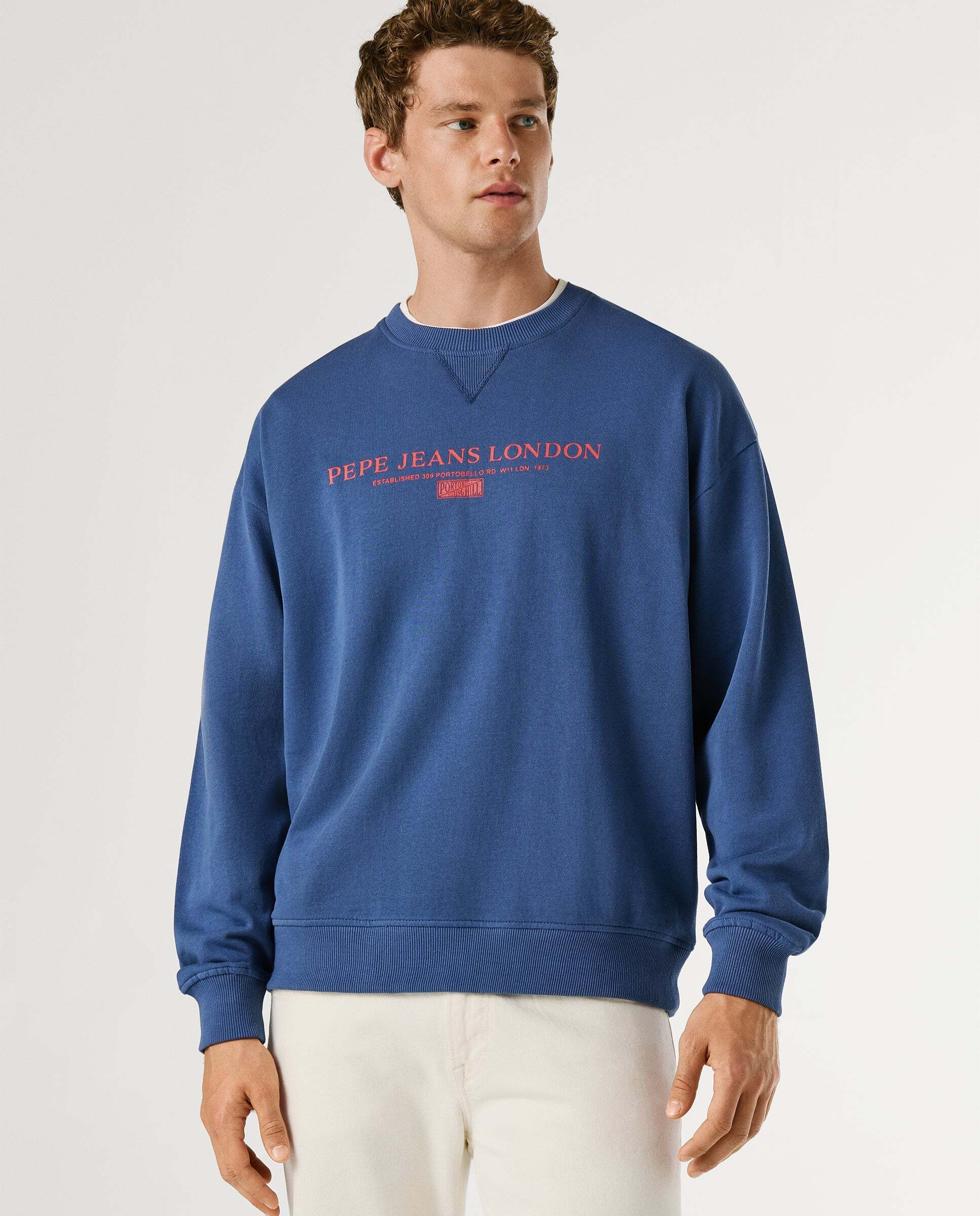 Imagen 0 de Sudadera de hombre con cuello redondo con logo Azul