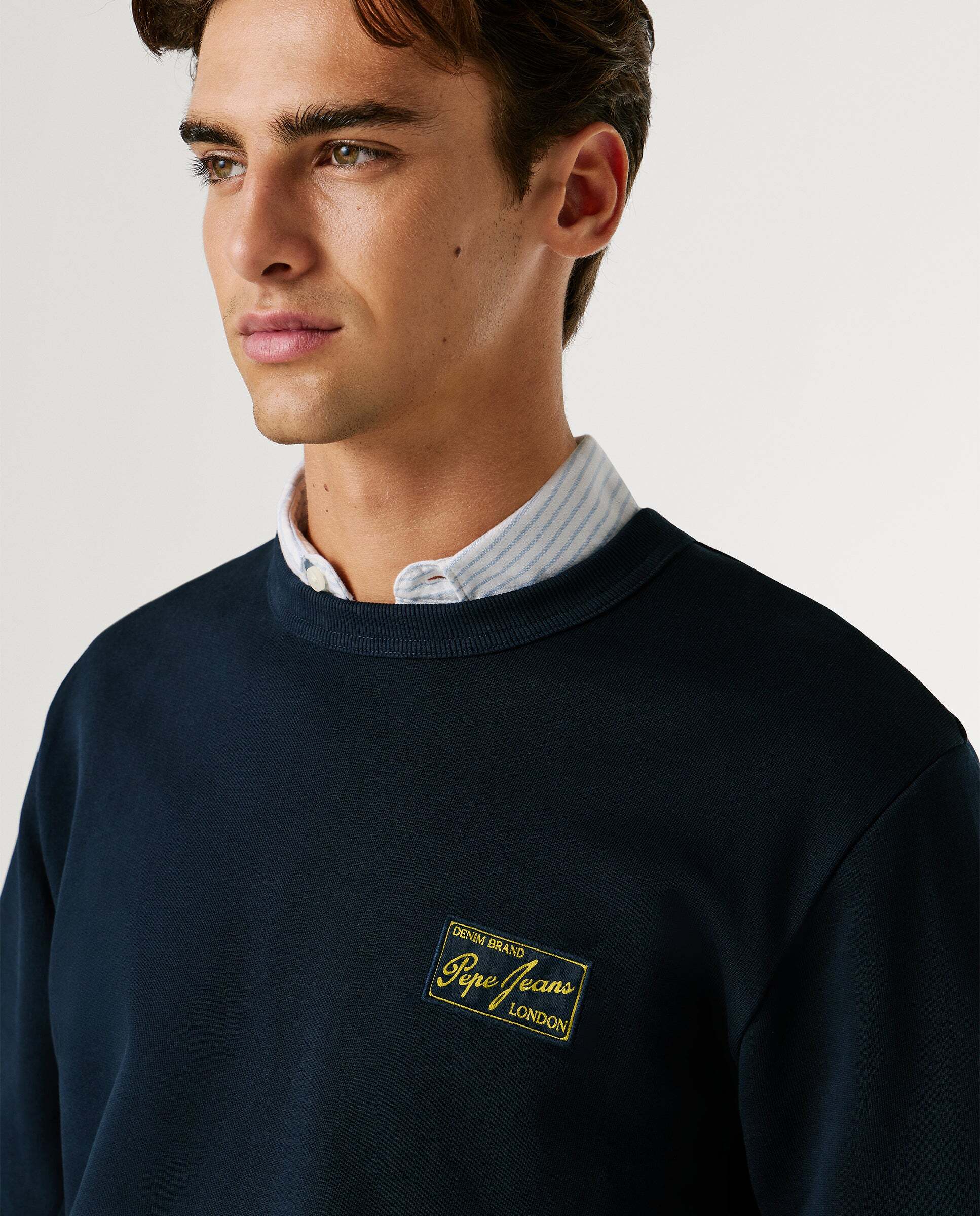 Sudadera de hombre con cuello redondo con logo - Pepe Jeans - Azul Azul-4