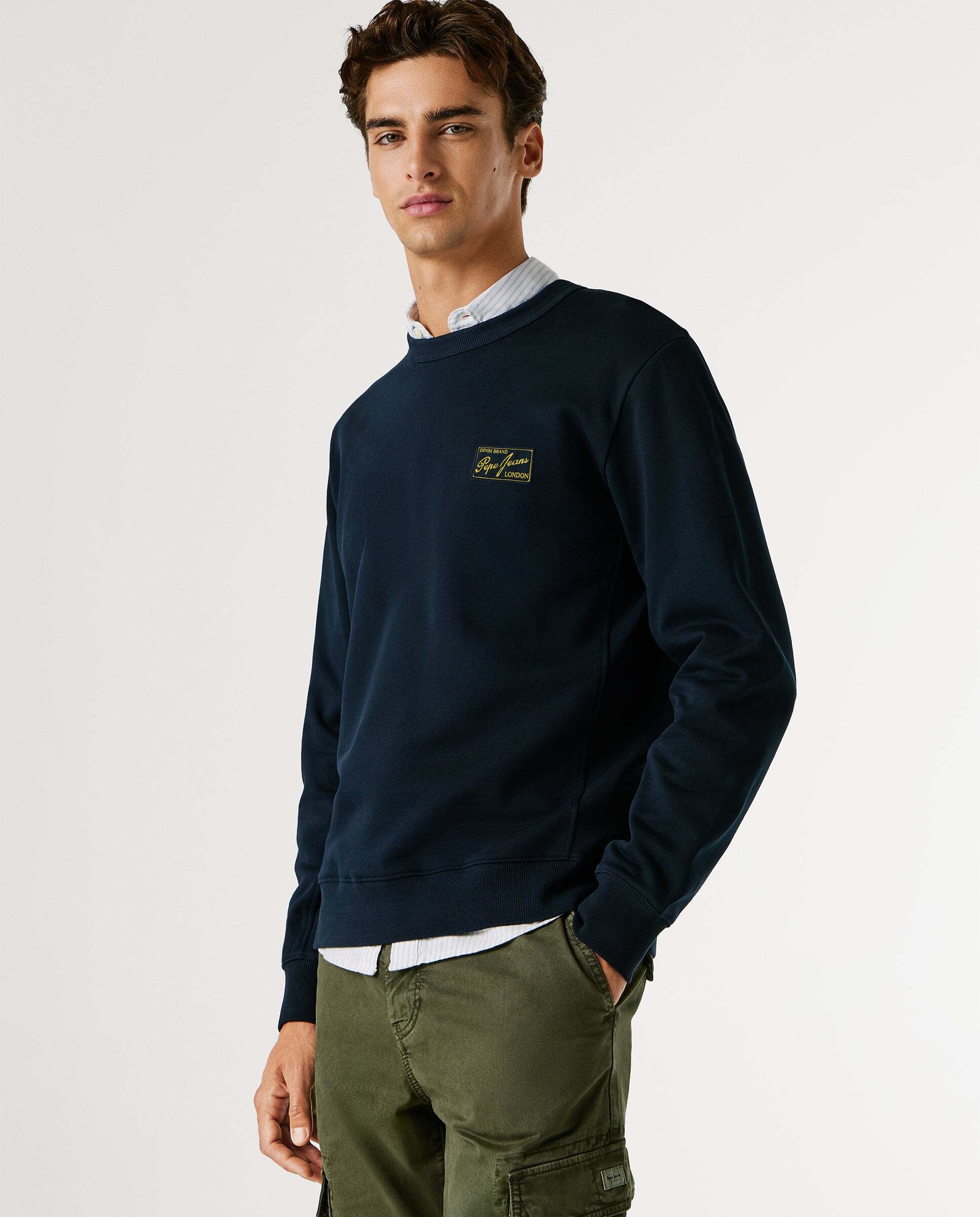 Sudadera de hombre con cuello redondo con logo - Pepe Jeans - Azul Azul-5