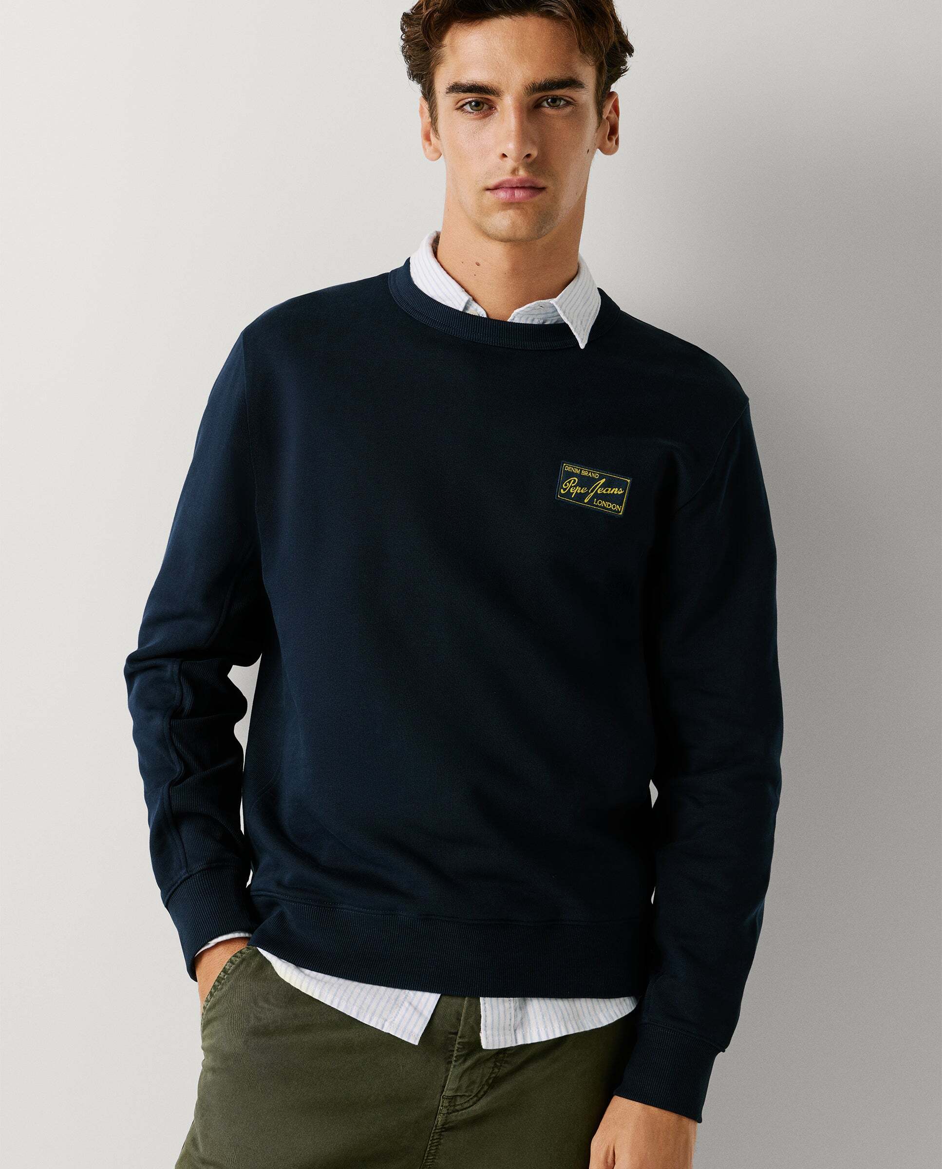 Sudadera de hombre con cuello redondo con logo - Pepe Jeans - Azul Azul-6