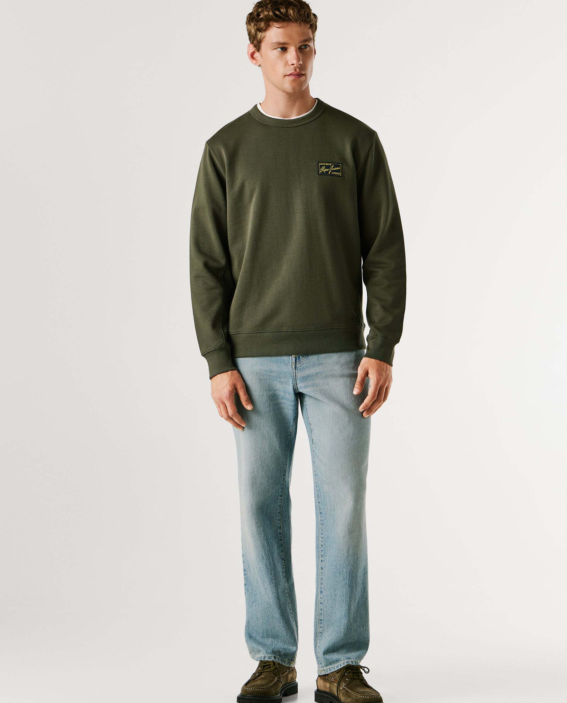 Sudadera de hombre con cuello redondo con logo - Pepe Jeans - Verde Verde-2