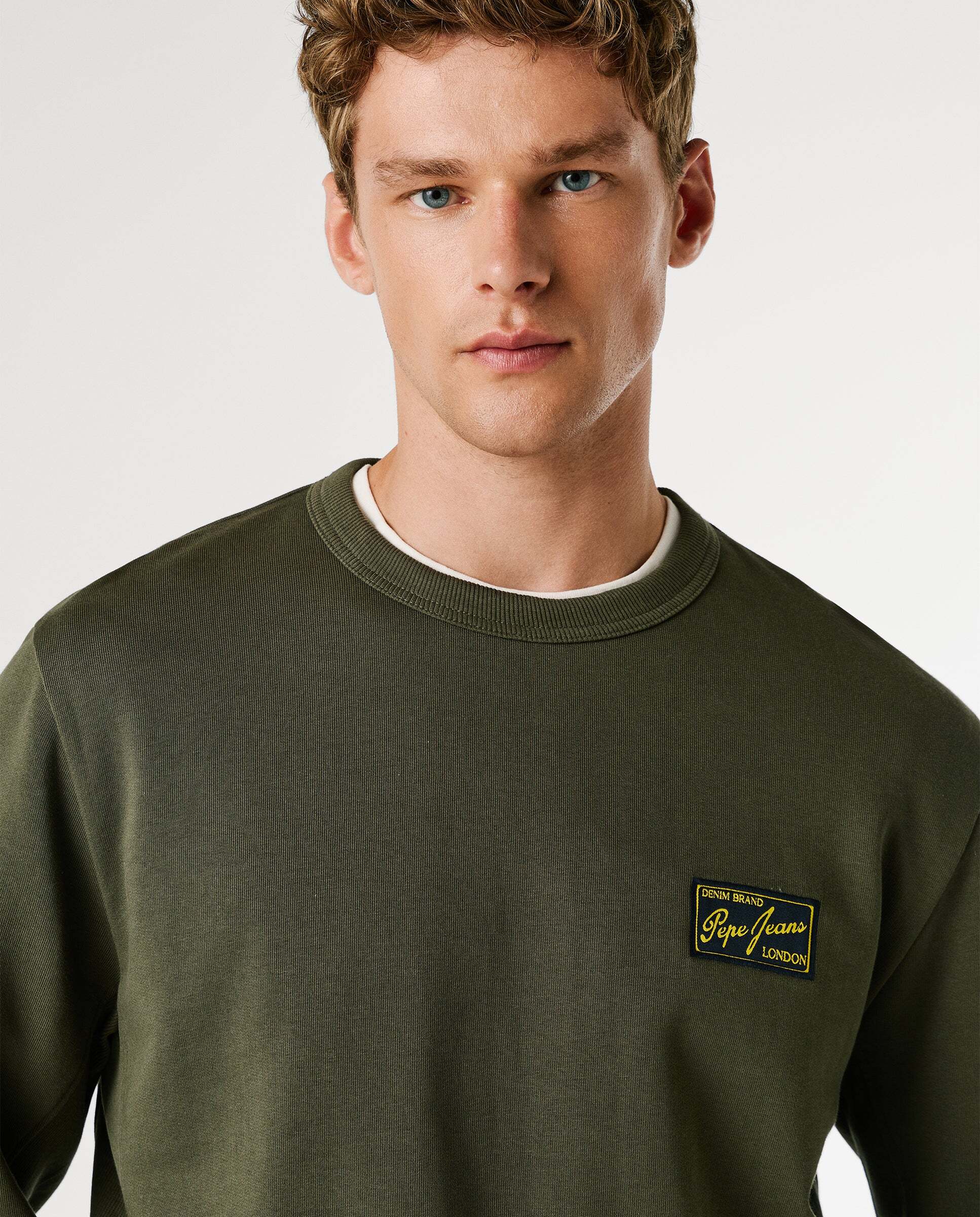 Sudadera de hombre con cuello redondo con logo - Pepe Jeans - Verde Verde-4
