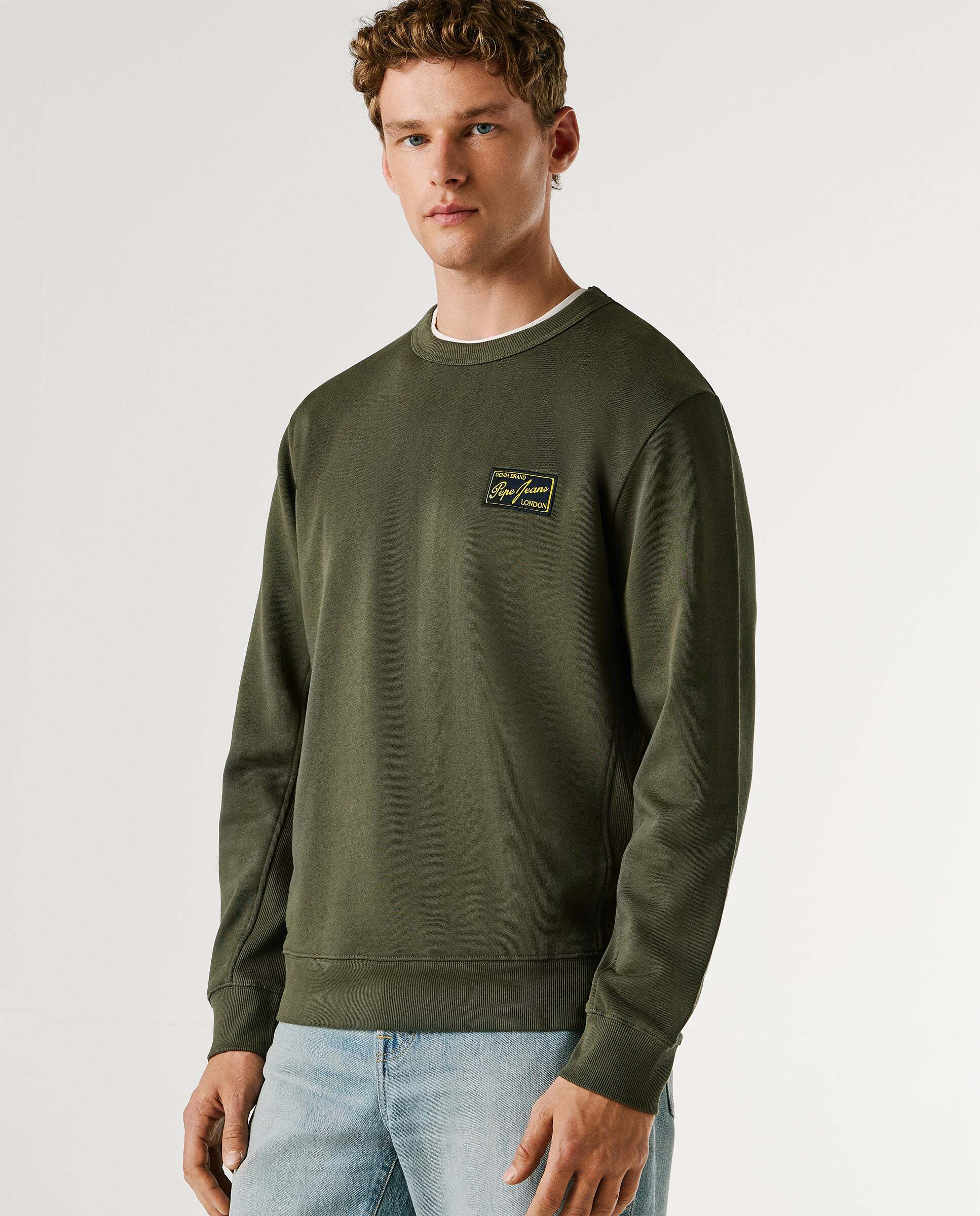 Sudadera de hombre con cuello redondo con logo - Pepe Jeans - Verde Verde-6