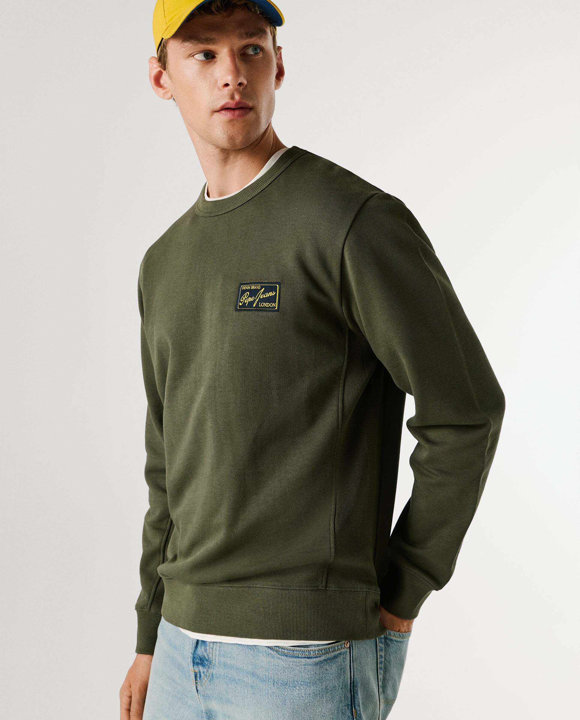 Sudadera de hombre con cuello redondo con logo - Pepe Jeans - Verde Verde-7