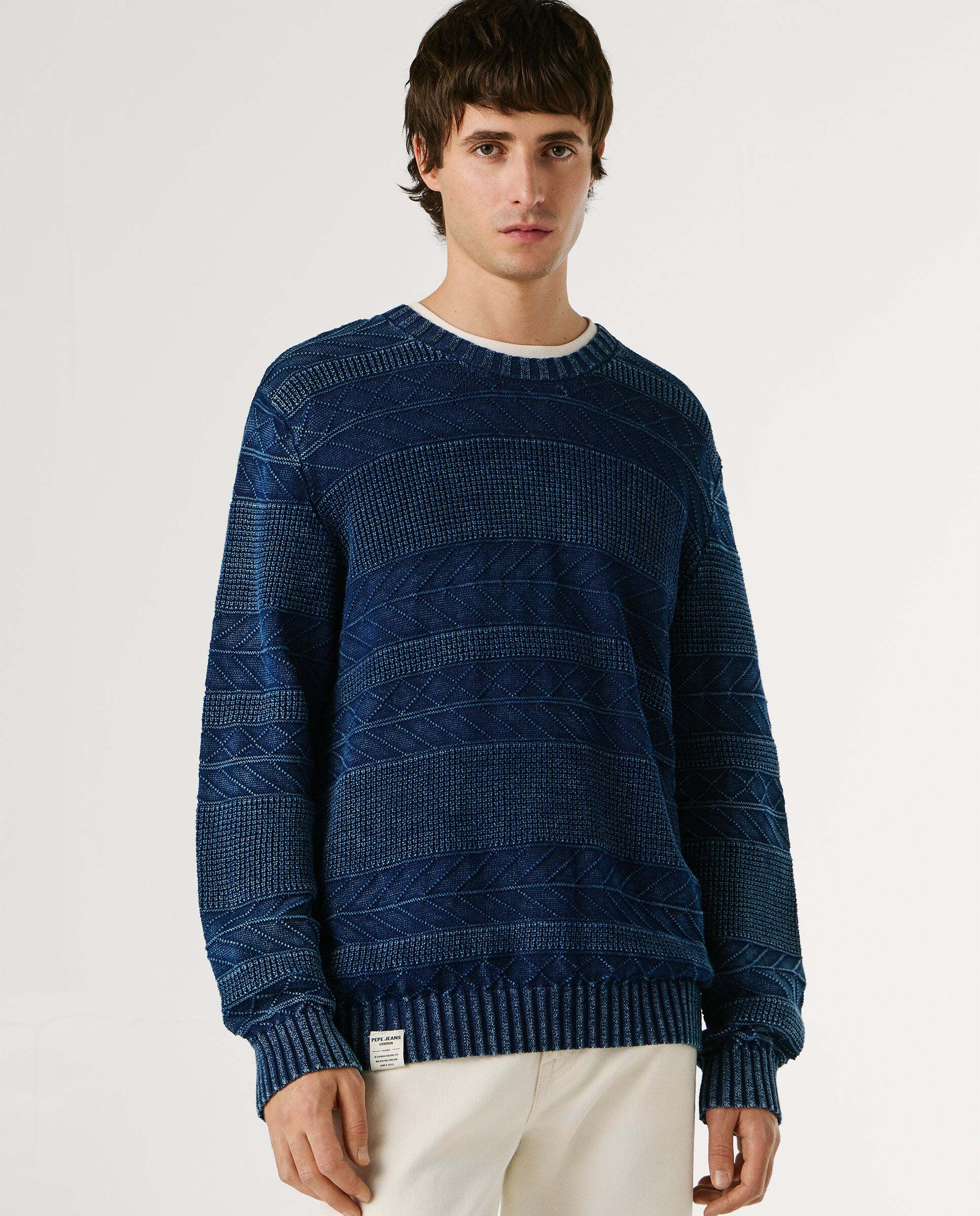 Jersey punto de hombre cuello redondo