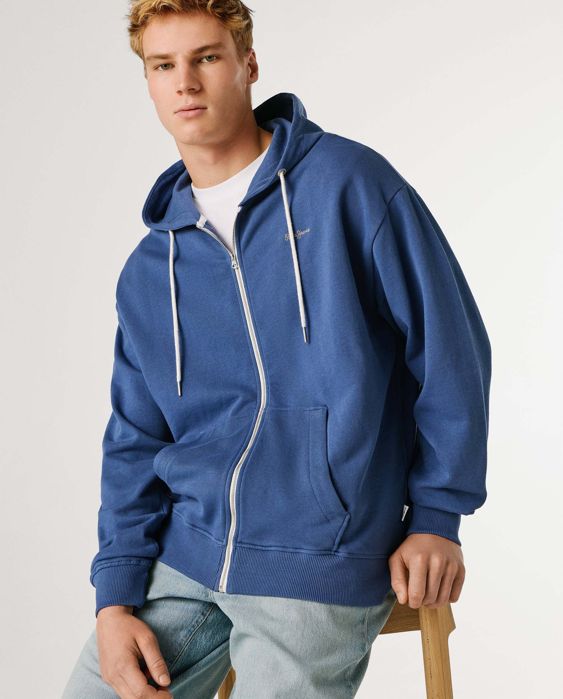 Sudadera de hombre con capucha y cremallera - Pepe Jeans - Azul Azul-7