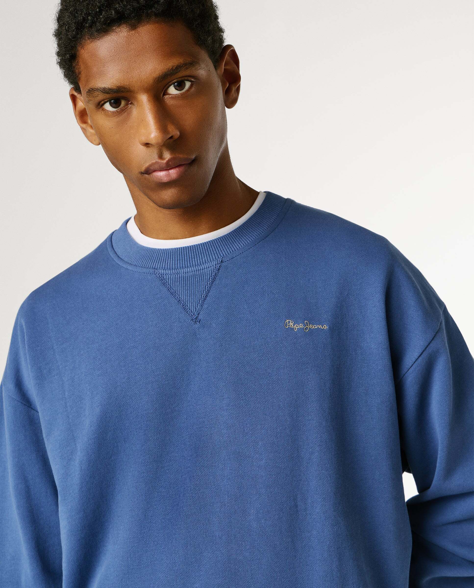 Sudadera de hombre con cuello redondo con logo - Pepe Jeans - Azul Azul-4