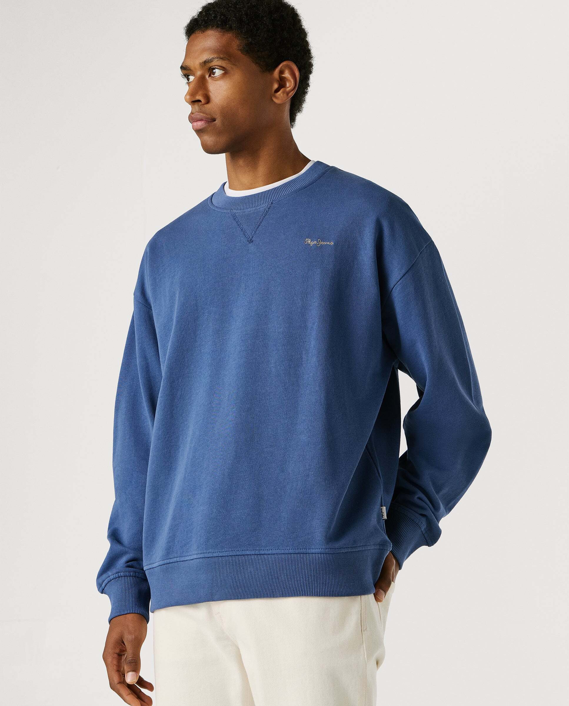 Sudadera de hombre con cuello redondo con logo - Pepe Jeans - Azul Azul-5