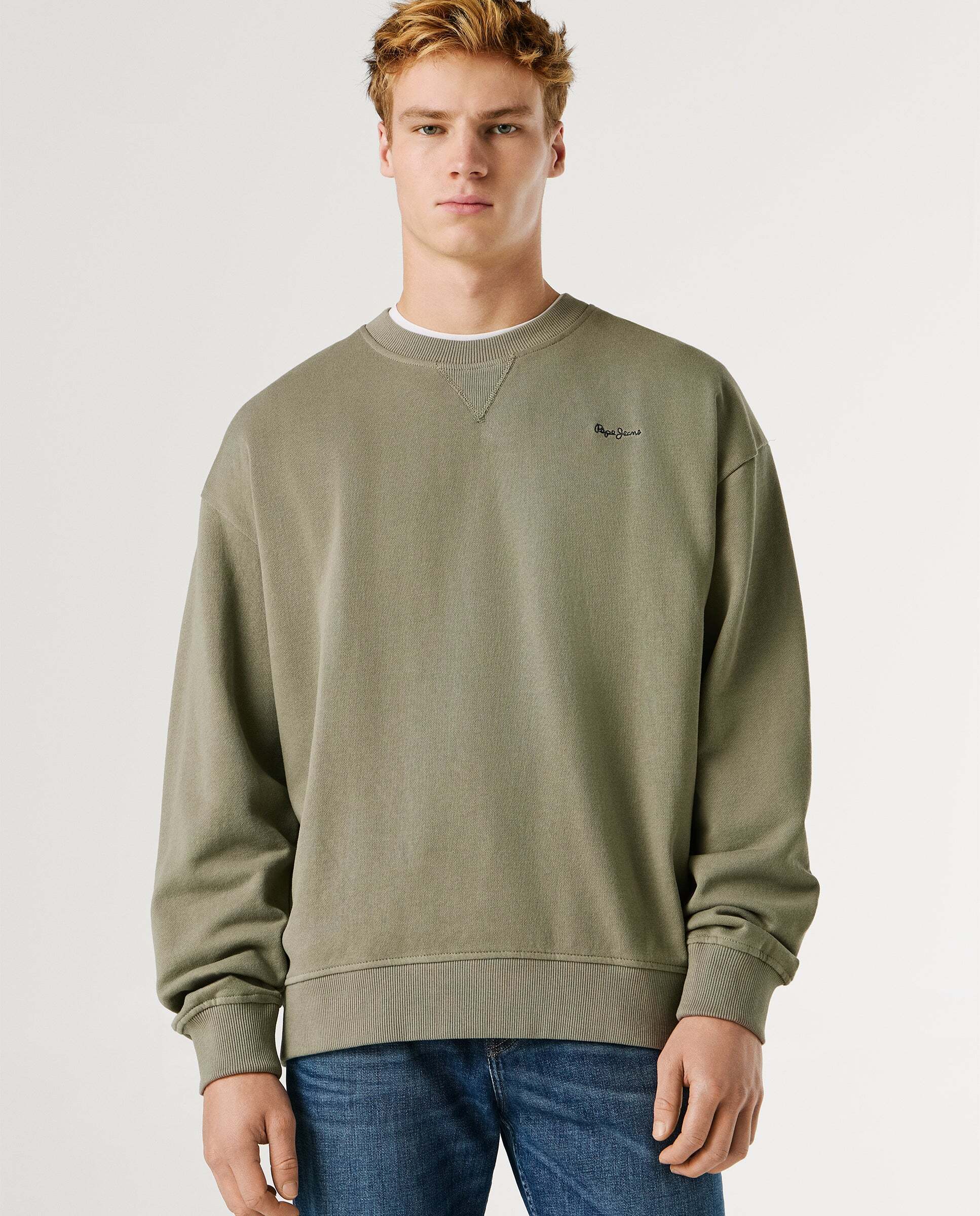 Sudadera de hombre con cuello redondo con logo - Pepe Jeans - Verde Verde-1