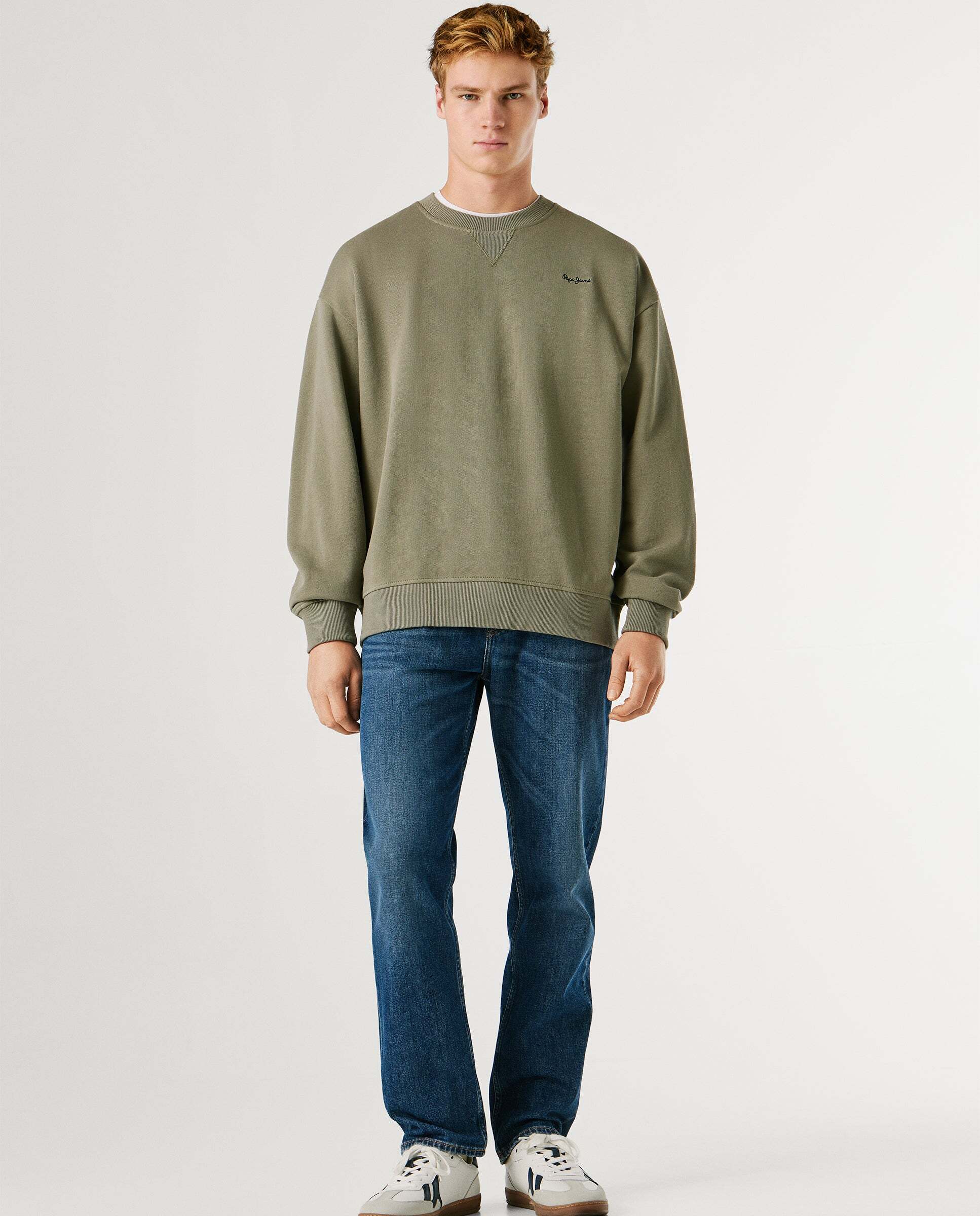Sudadera de hombre con cuello redondo con logo - Pepe Jeans - Verde Verde-2