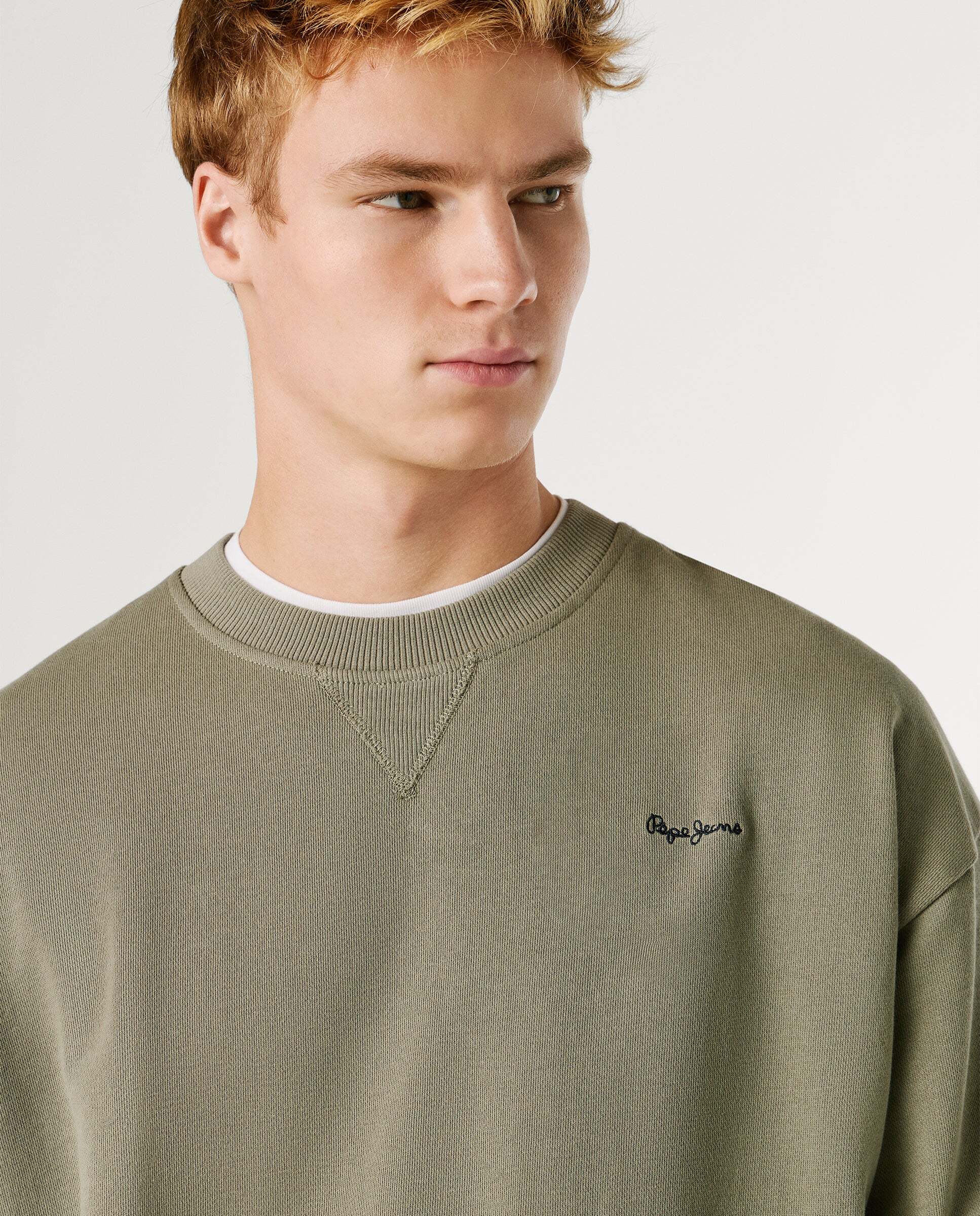 Sudadera de hombre con cuello redondo con logo - Pepe Jeans - Verde Verde-4