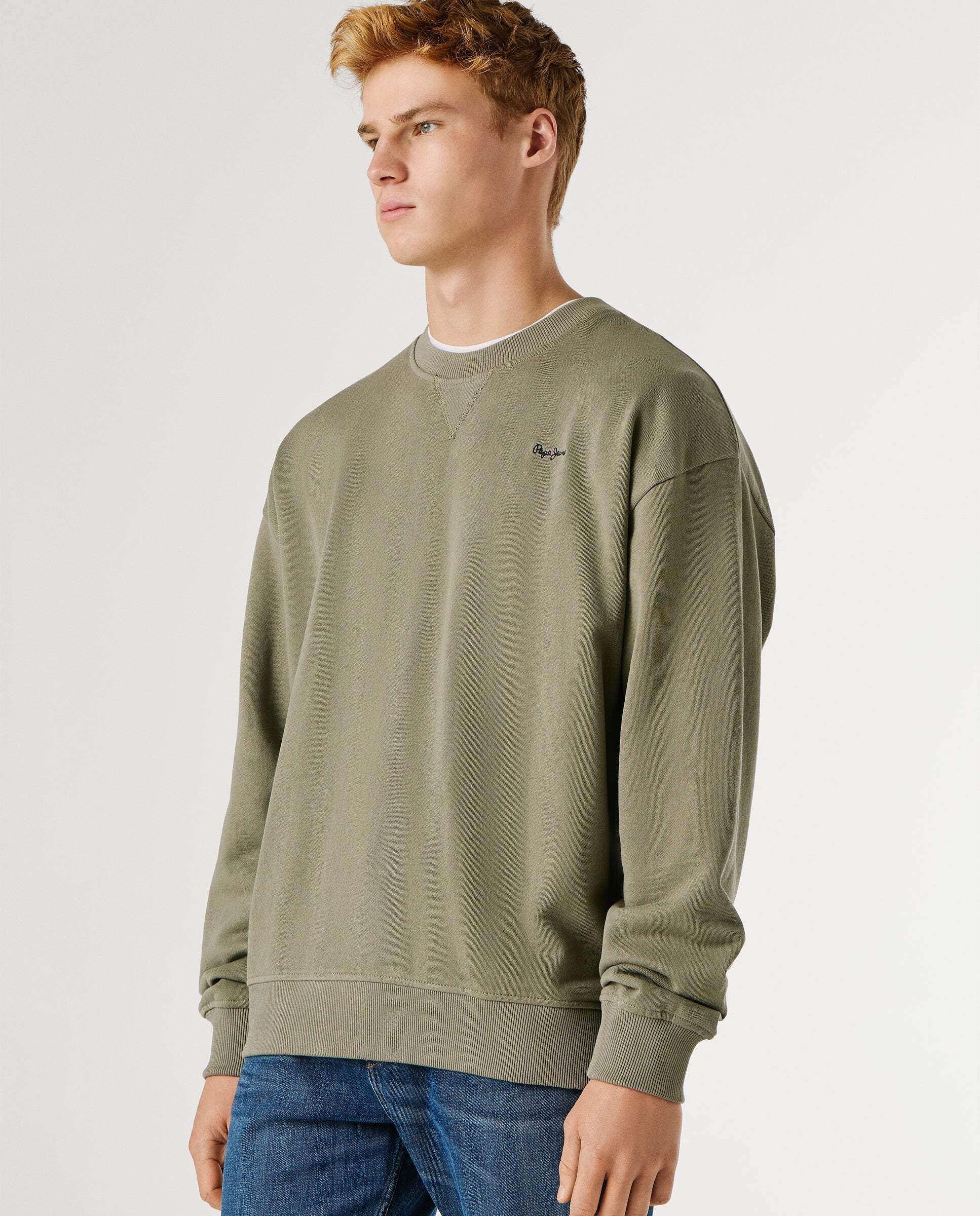 Sudadera de hombre con cuello redondo con logo - Pepe Jeans - Verde Verde-6
