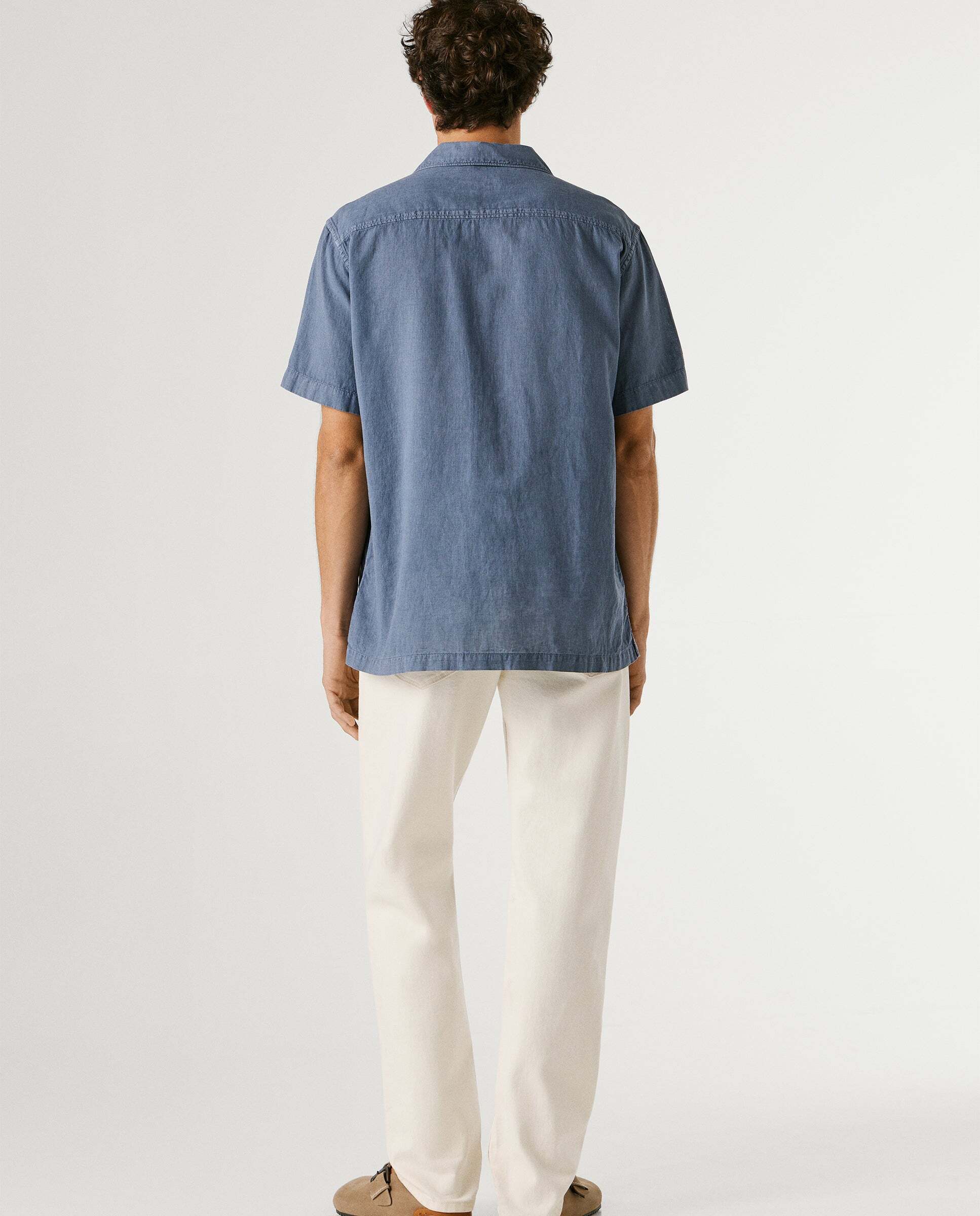 Camisa de lino cuello cubano - Pepe Jeans - Azul Azul-3