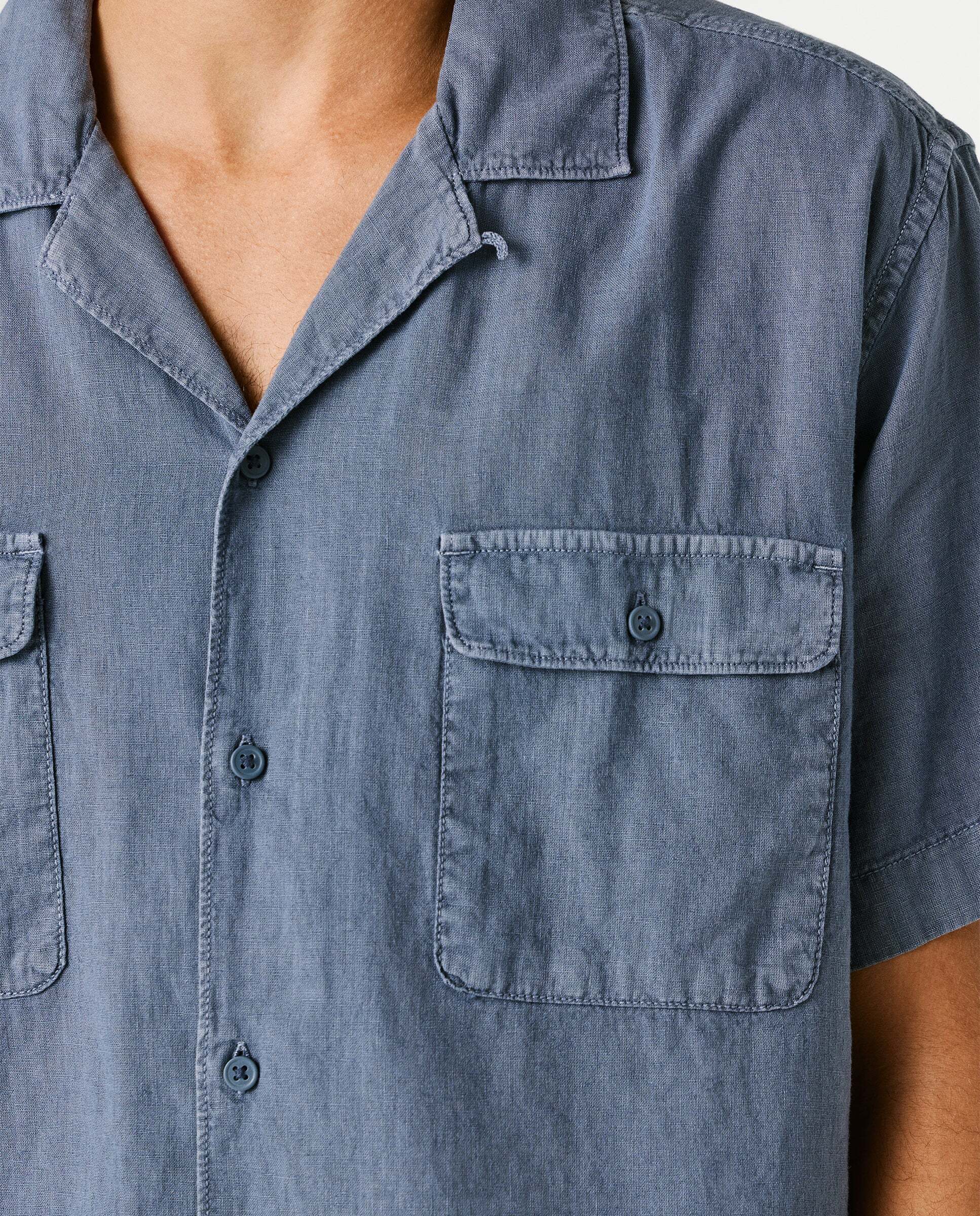 Camisa de lino cuello cubano - Pepe Jeans - Azul Azul-5