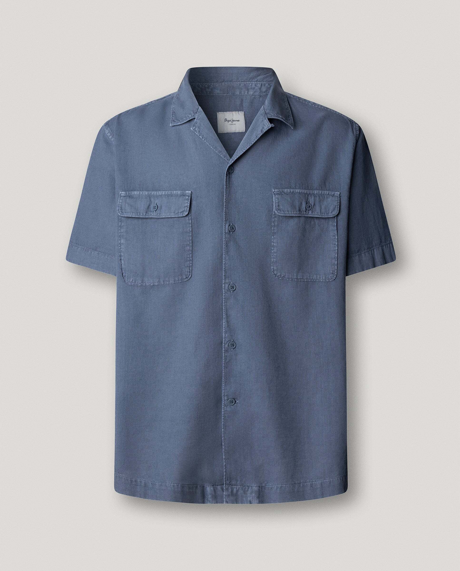 Camisa de lino cuello cubano - Pepe Jeans - Azul Azul-9
