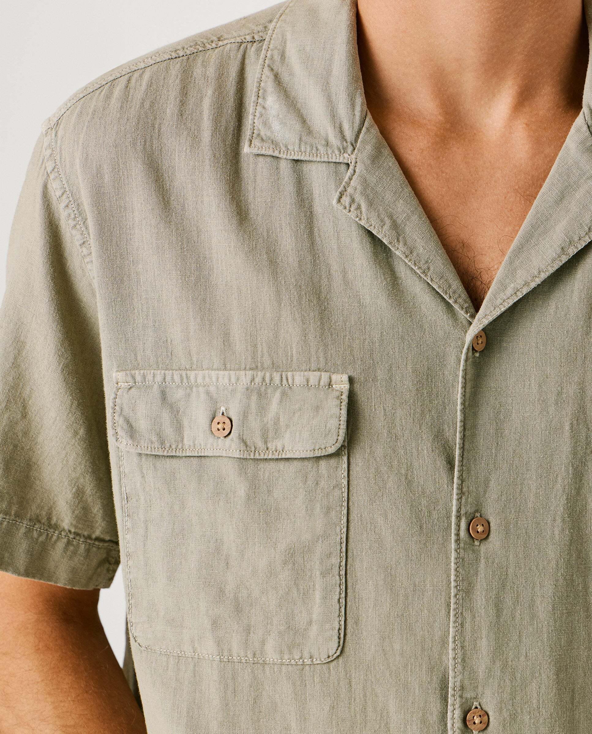 Camisa de lino cuello cubano - Pepe Jeans - Verde Verde-5