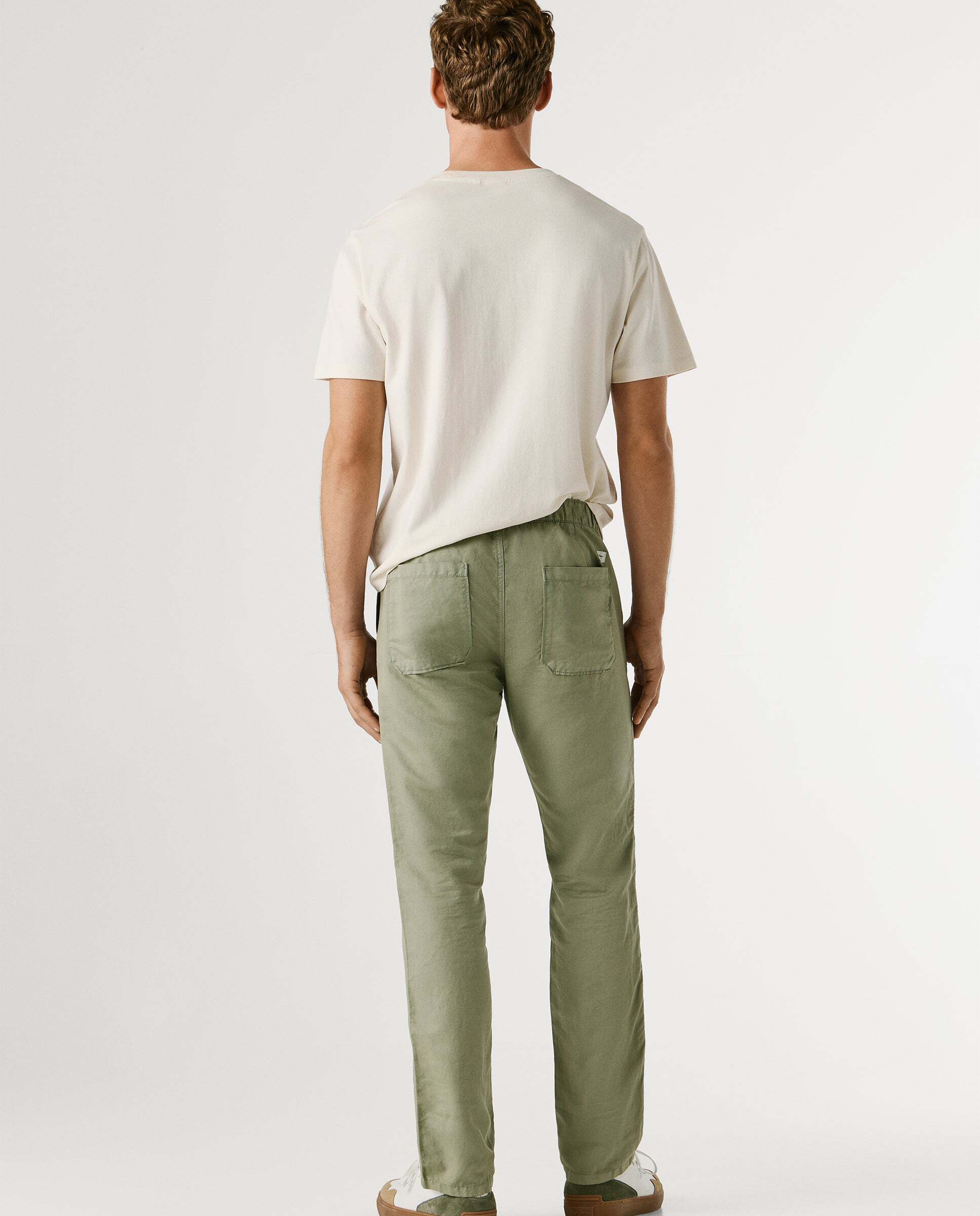 Pantalón chino cordón ajustable con lino - Pepe Jeans - Verde Verde-3