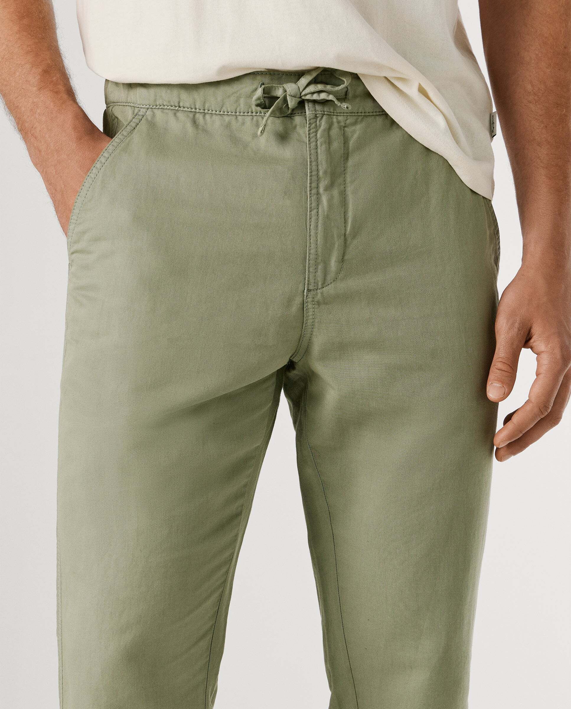 Pantalón chino cordón ajustable con lino - Pepe Jeans - Verde Verde-4