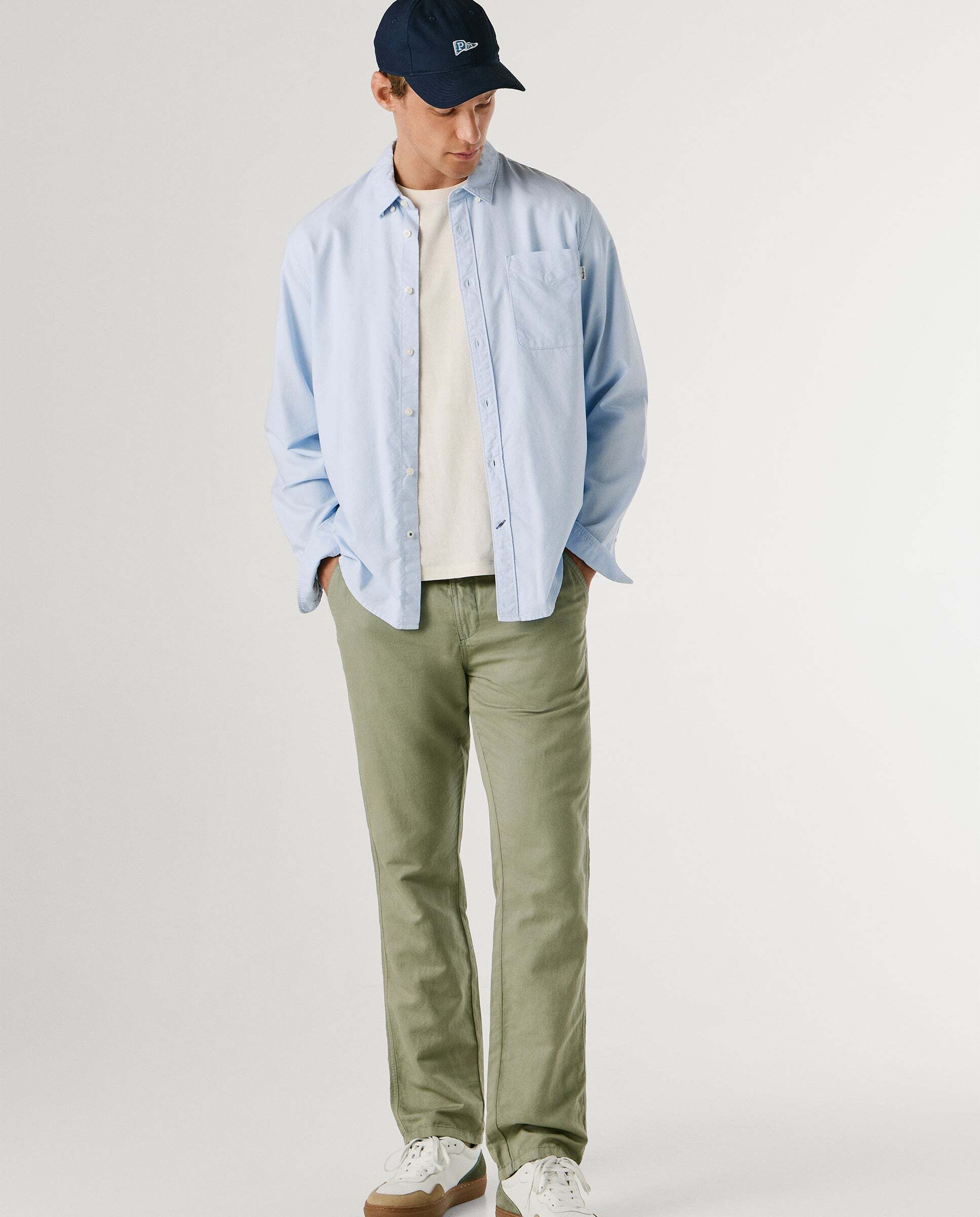 Pantalón chino cordón ajustable con lino - Pepe Jeans - Verde Verde-7