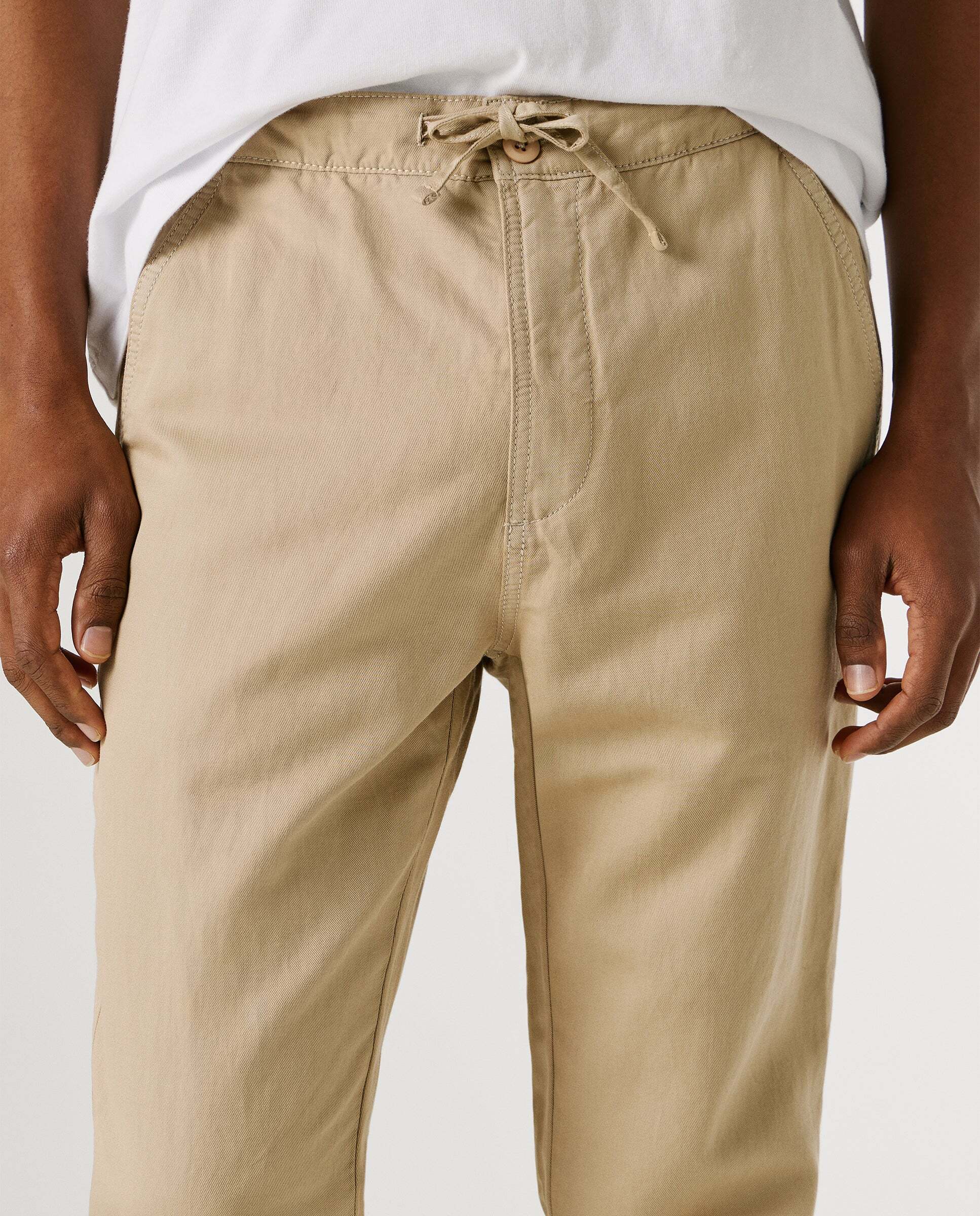 Pantalón chino cordón ajustable con lino - Pepe Jeans - Natural Natural-4