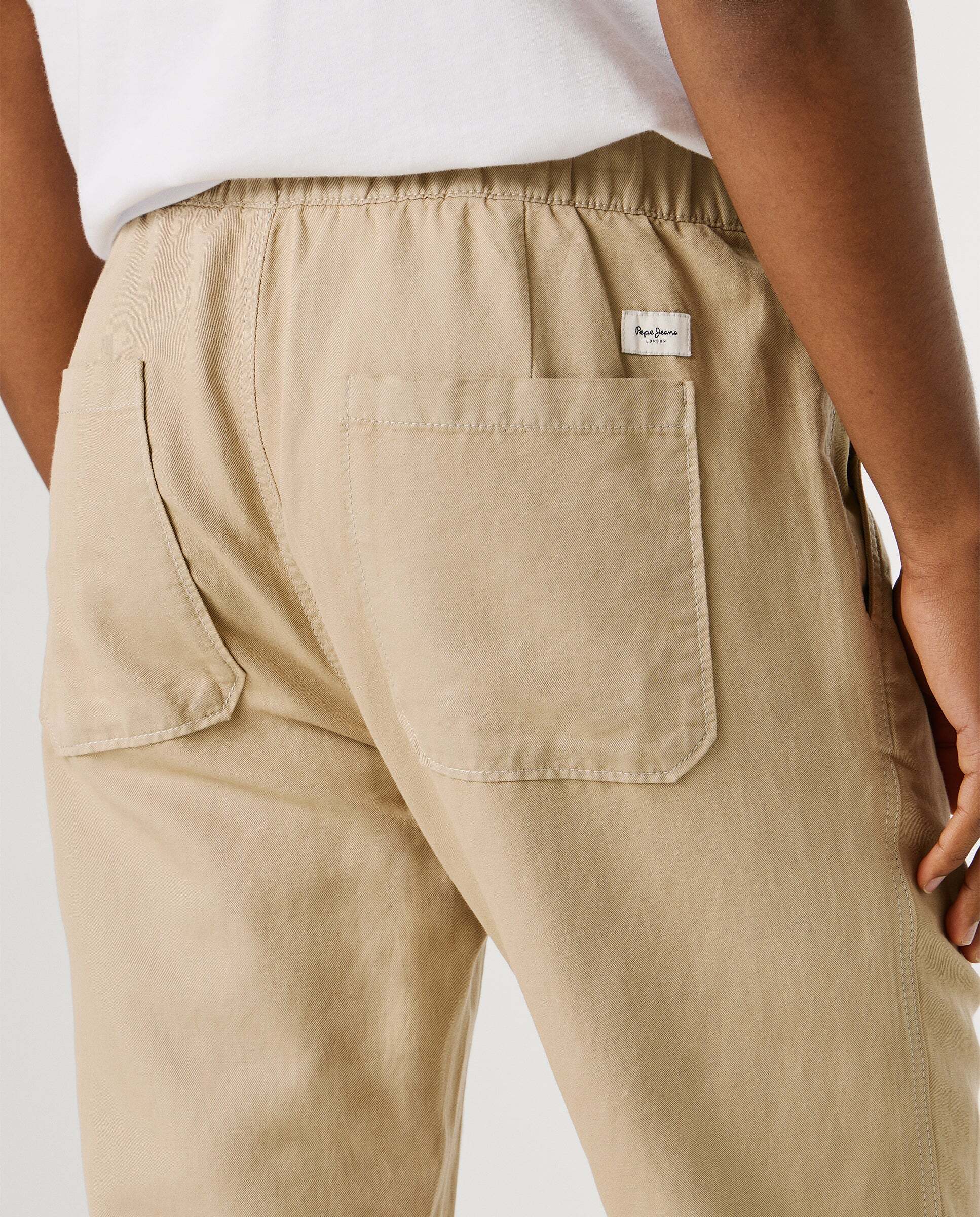 Pantalón chino cordón ajustable con lino - Pepe Jeans - Natural Natural-5