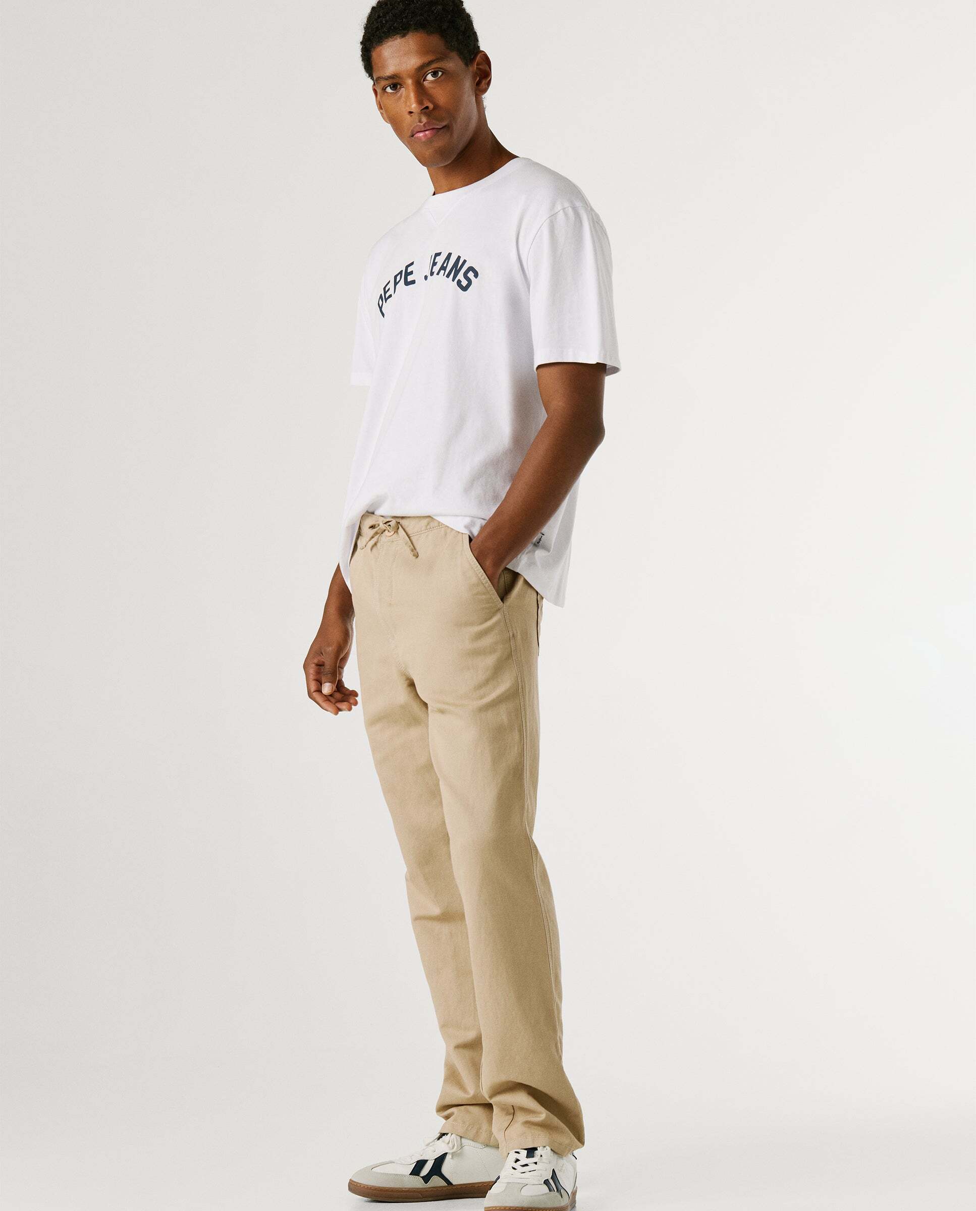 Pantalón chino cordón ajustable con lino - Pepe Jeans - Natural Natural-6