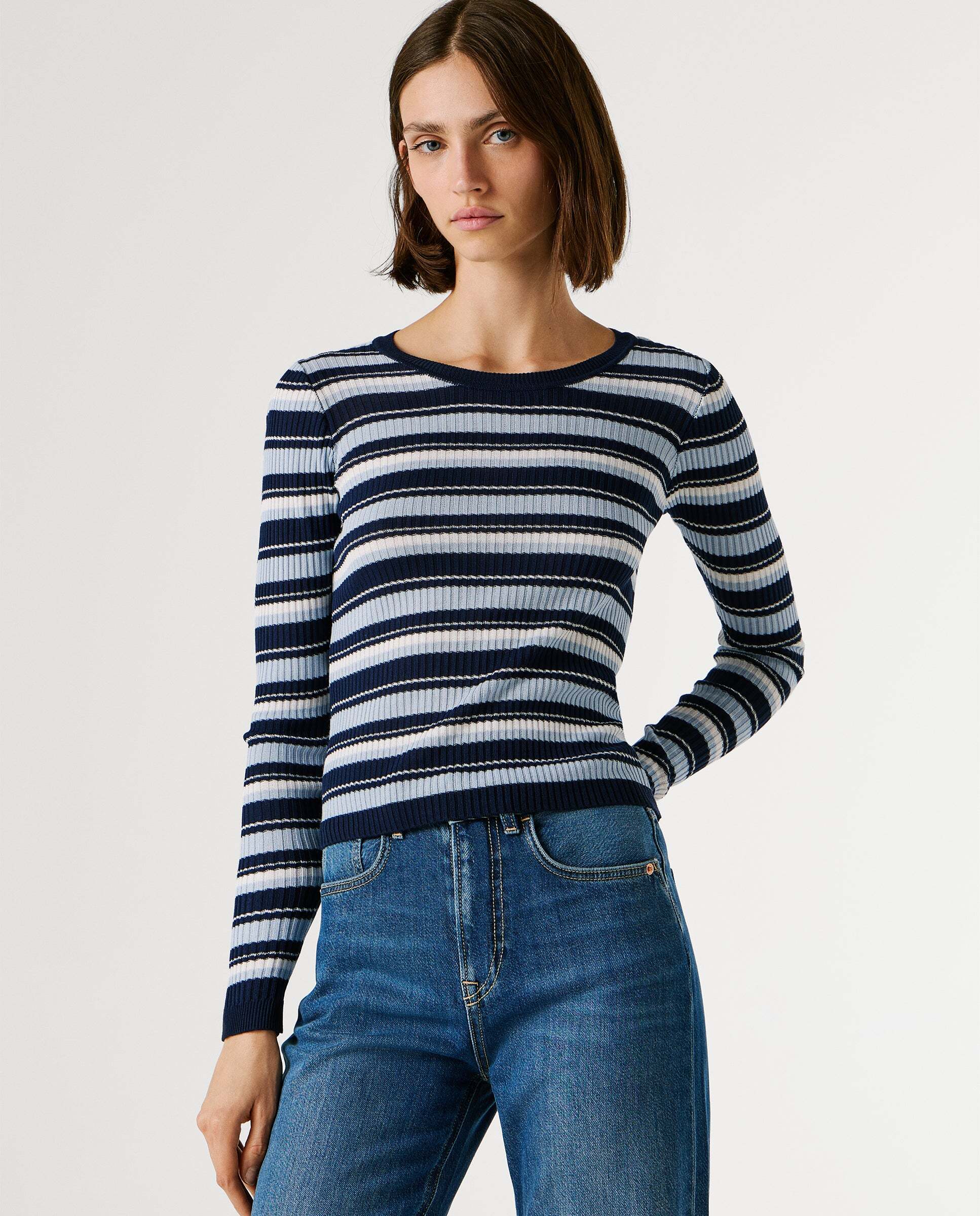 Pepe Jeans - Jersey de mujer canalé de rayas.