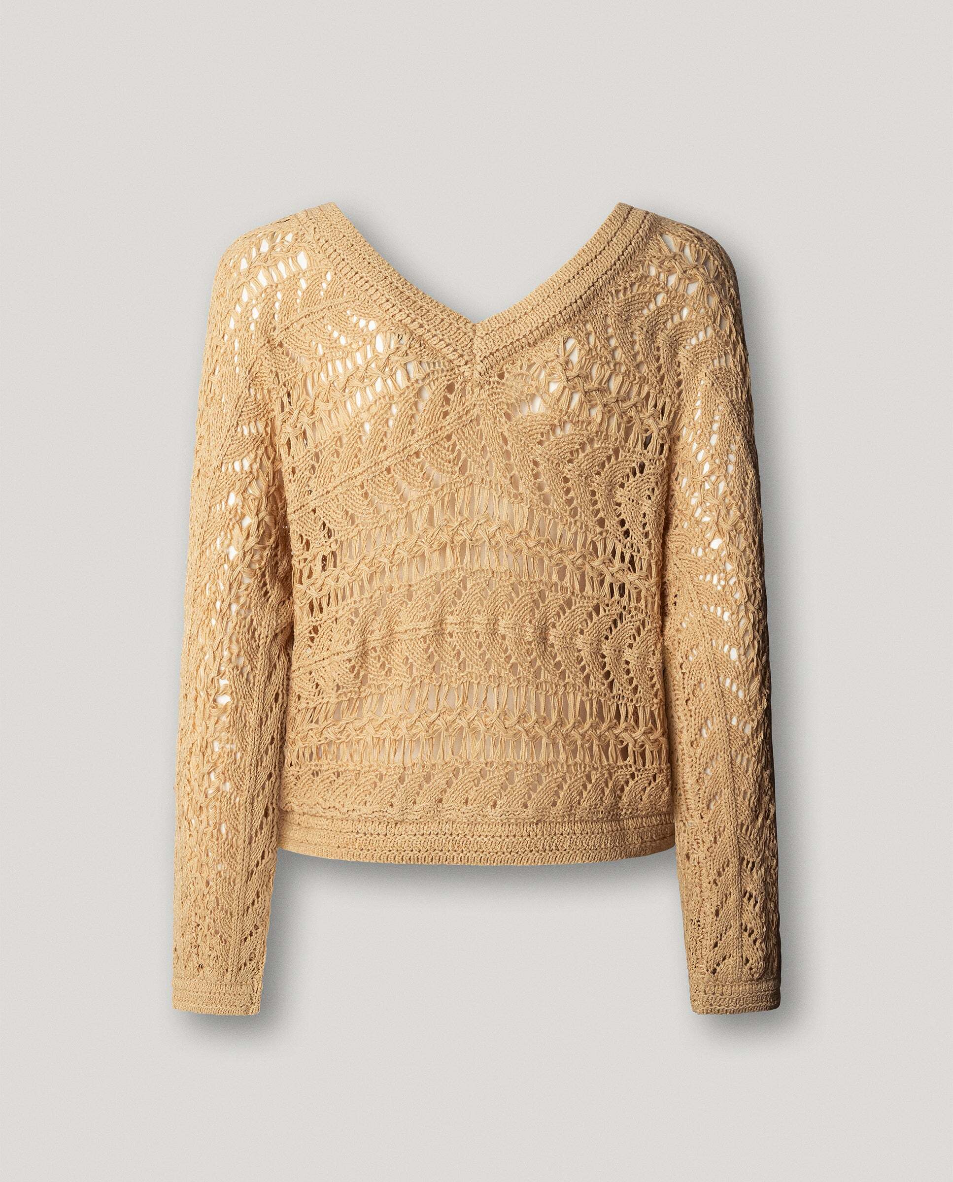 Jersey de mujer calado cuello pico - Pepe Jeans - Natural Natural-8