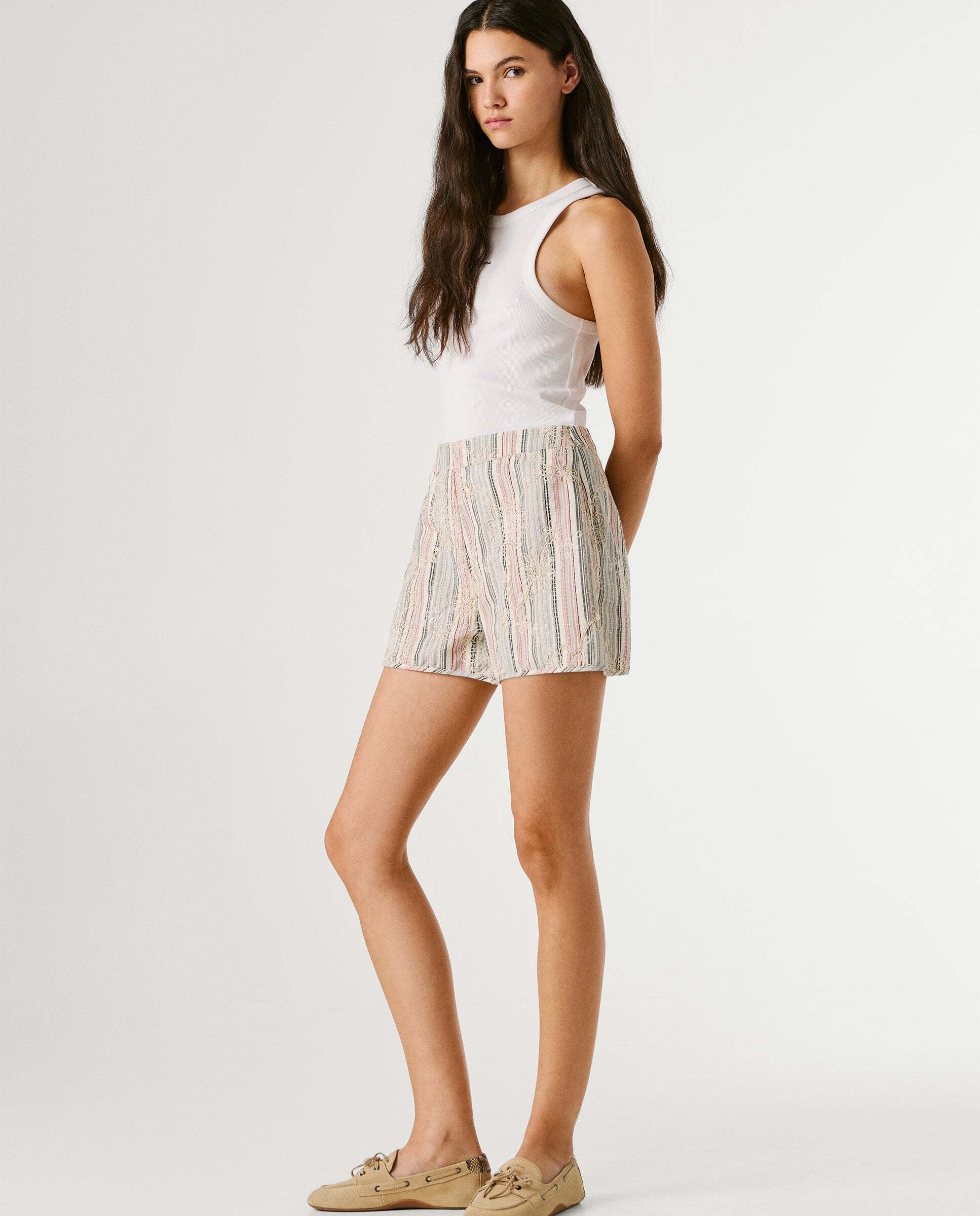 Shorts de mujer rayas - Pepe Jeans - Blanco Blanco-6