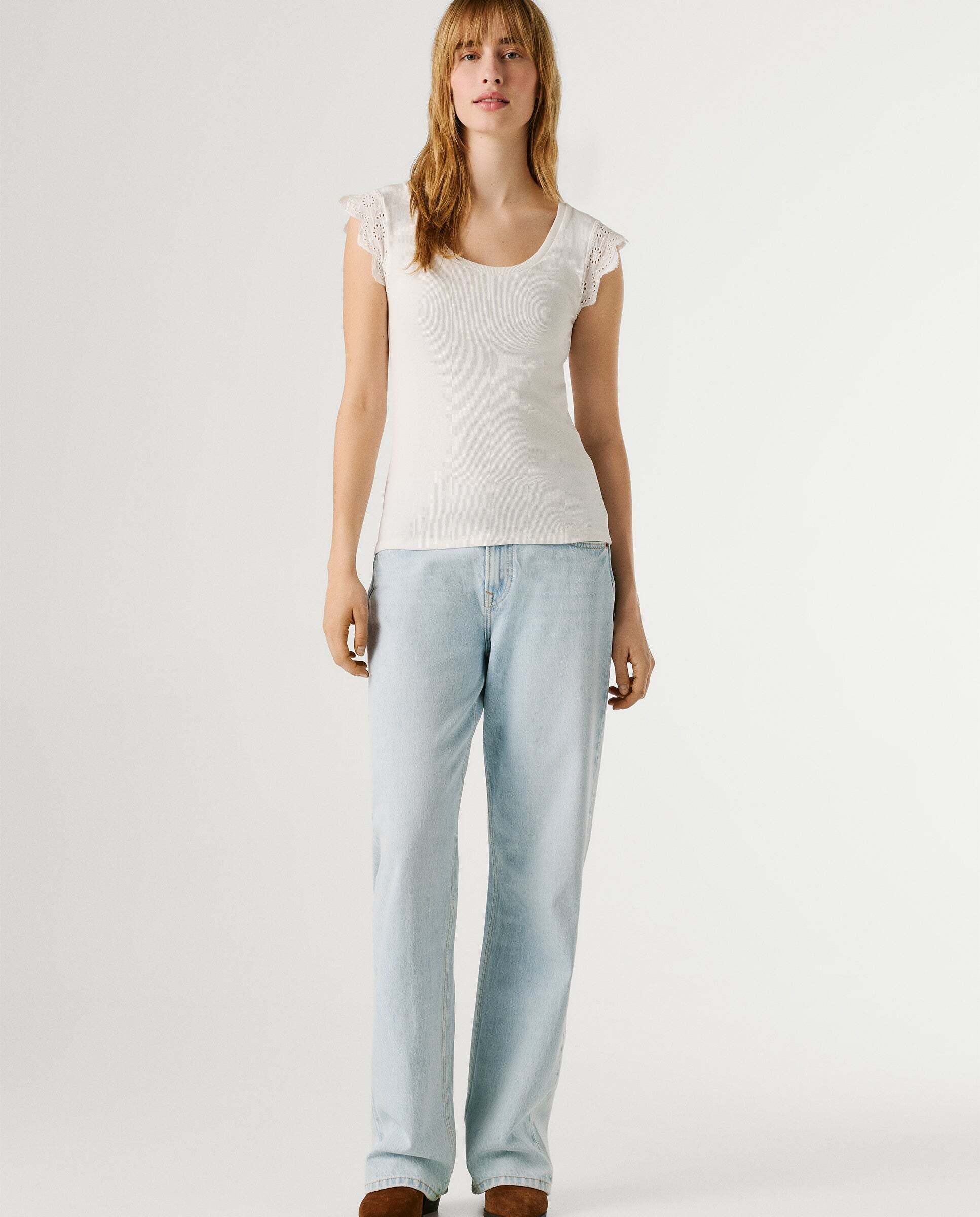 Blusa de mujer canalé sin mangas - Pepe Jeans - Blanco Blanco-2